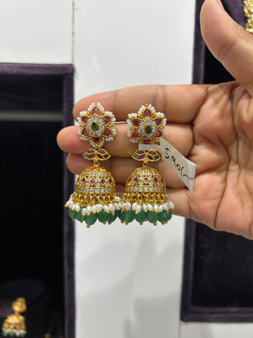 Beautiful pota stone pushback jumkis with pearls finishing