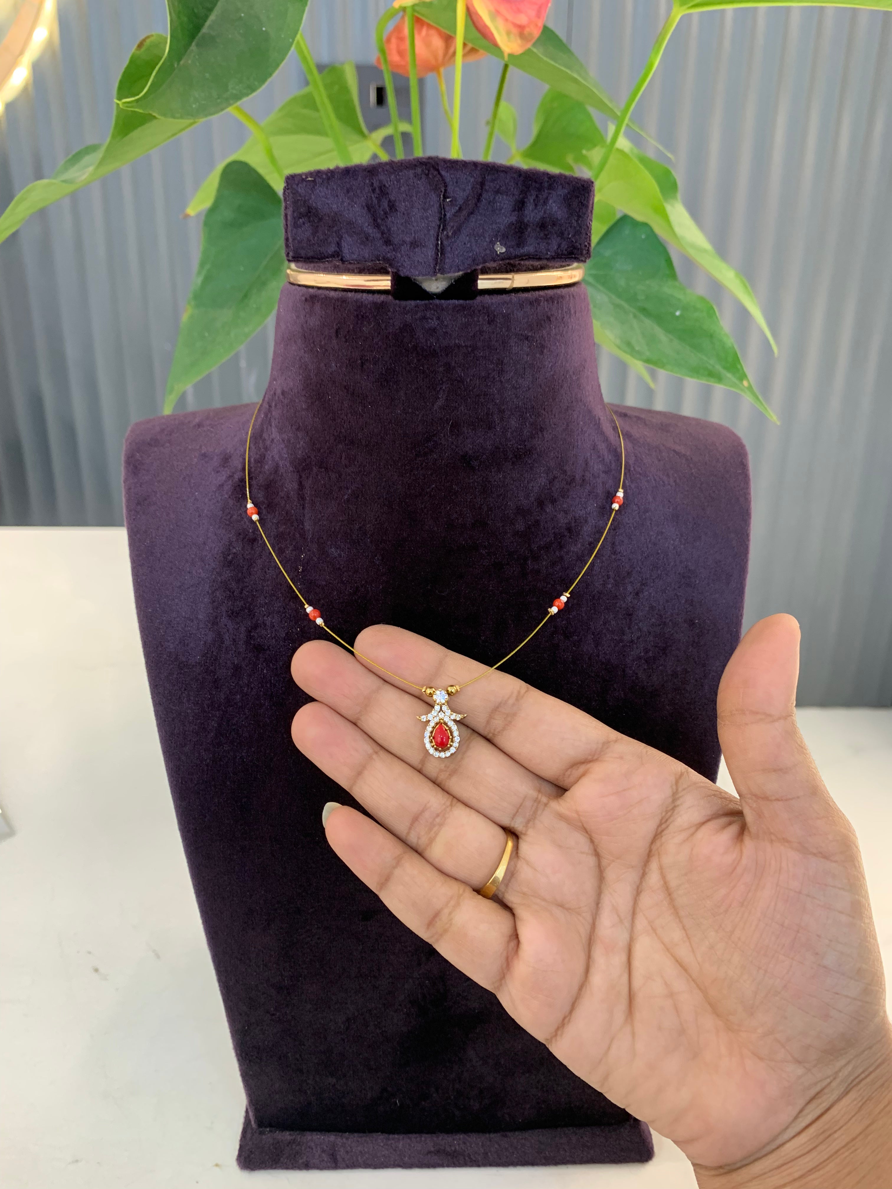 Beautiful pagadam invisible chain with pagadam stone pendant