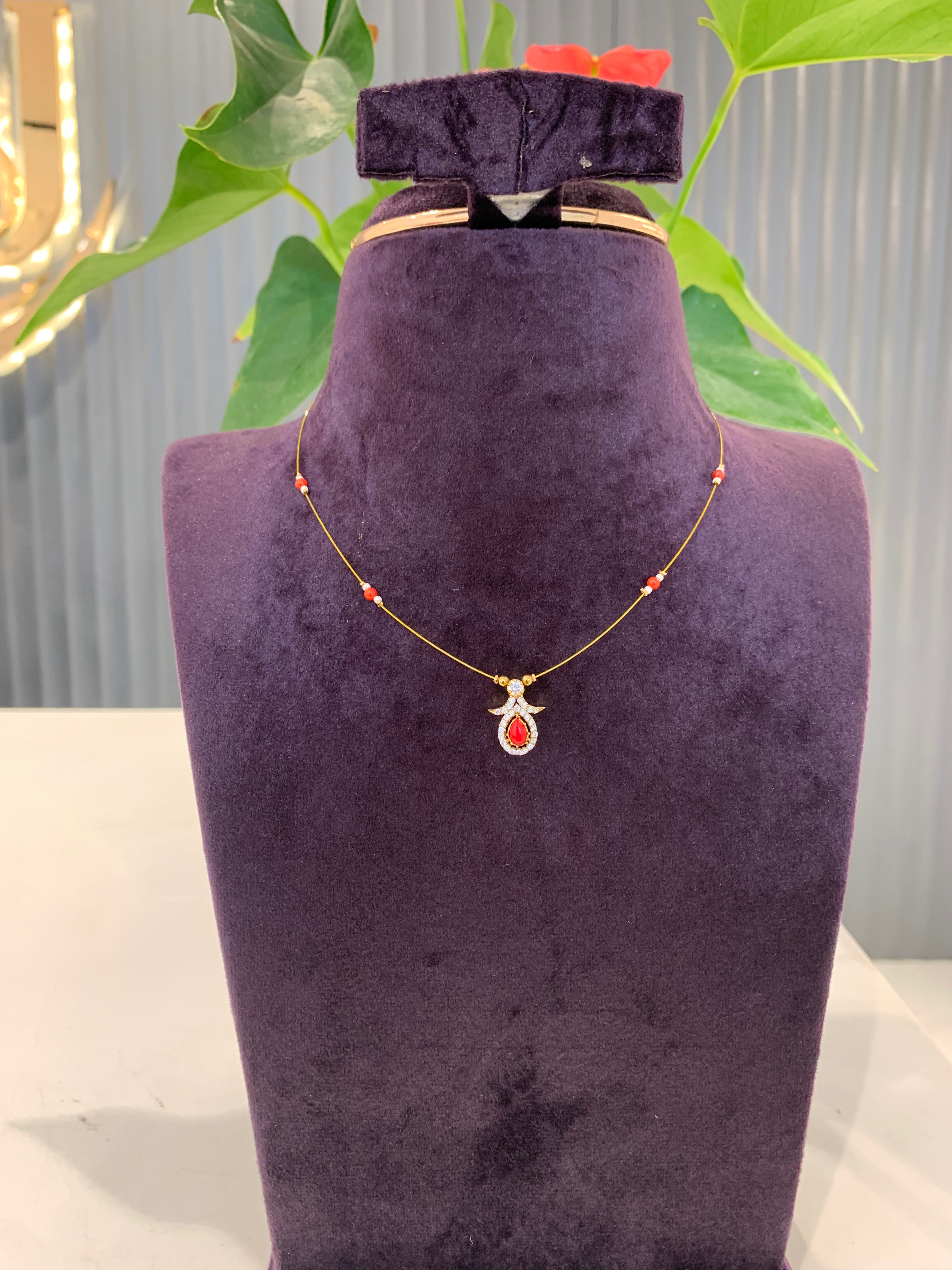 Beautiful pagadam invisible chain with pagadam stone pendant