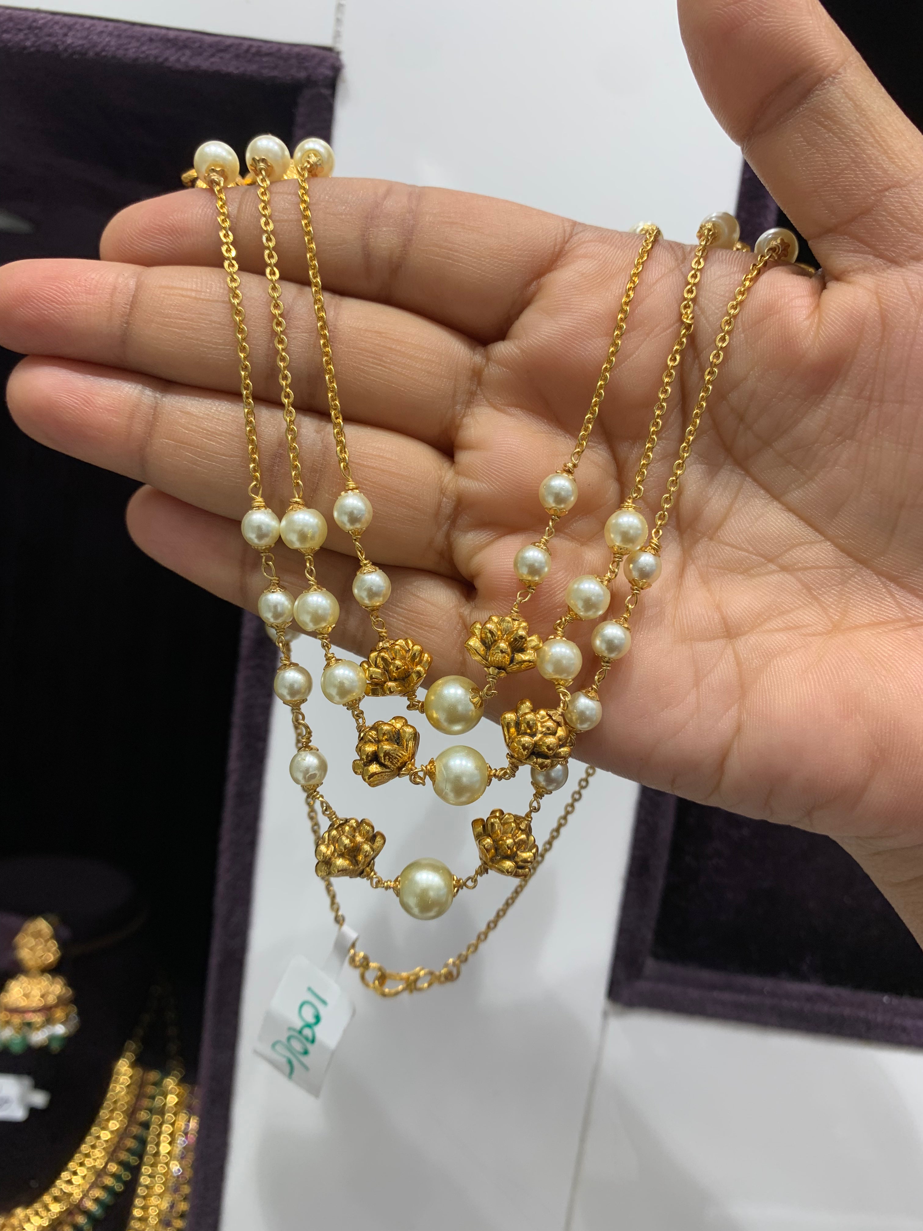 Beautiful 3 steps nakshi balls & pearls mala 18 to 20 inchs long