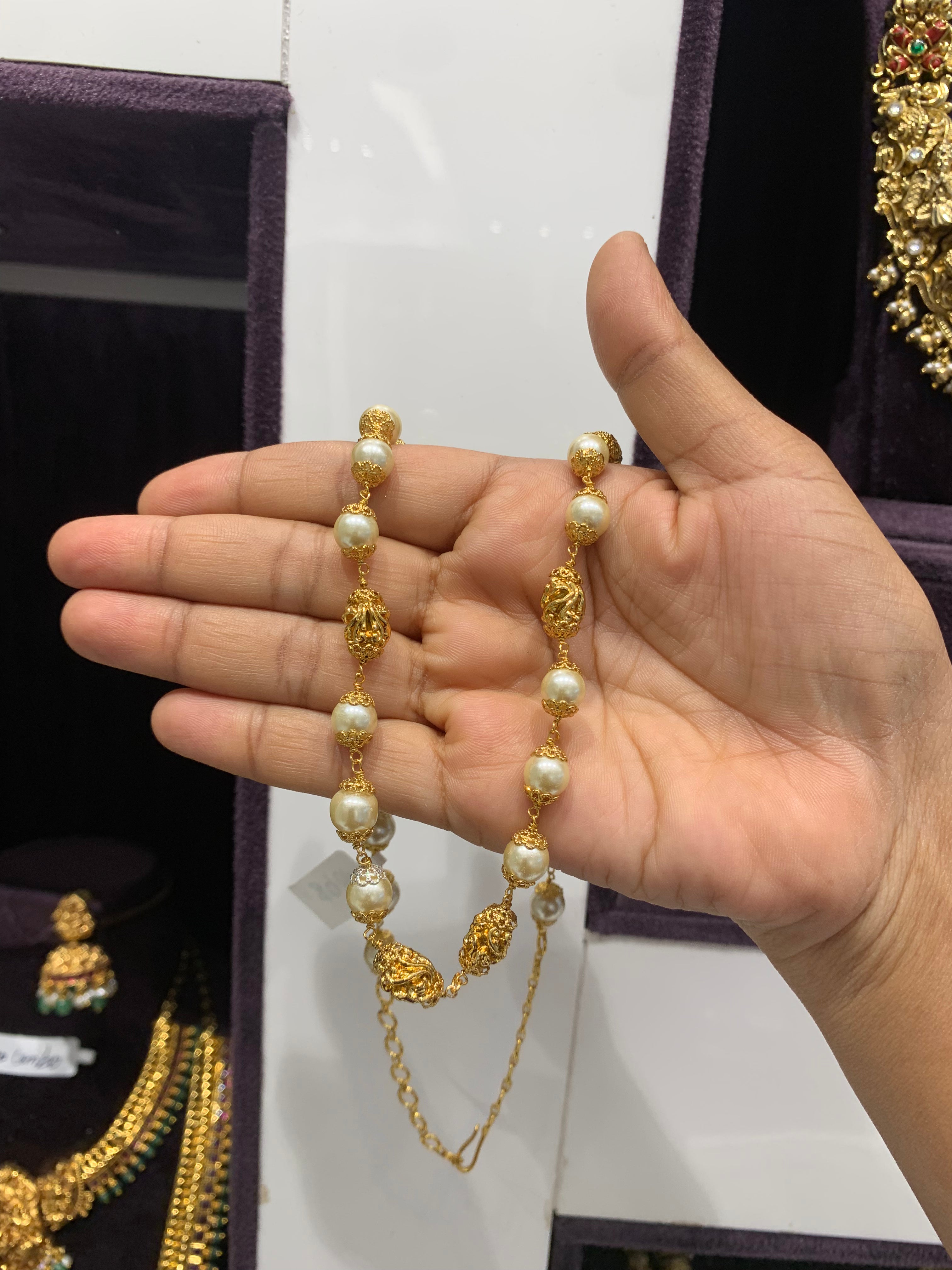 Beautiful nakshi balls & pearls mala 18 inchs long
