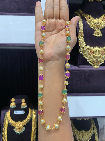 Beautiful multi color beads & pearls mala 24 inchs long