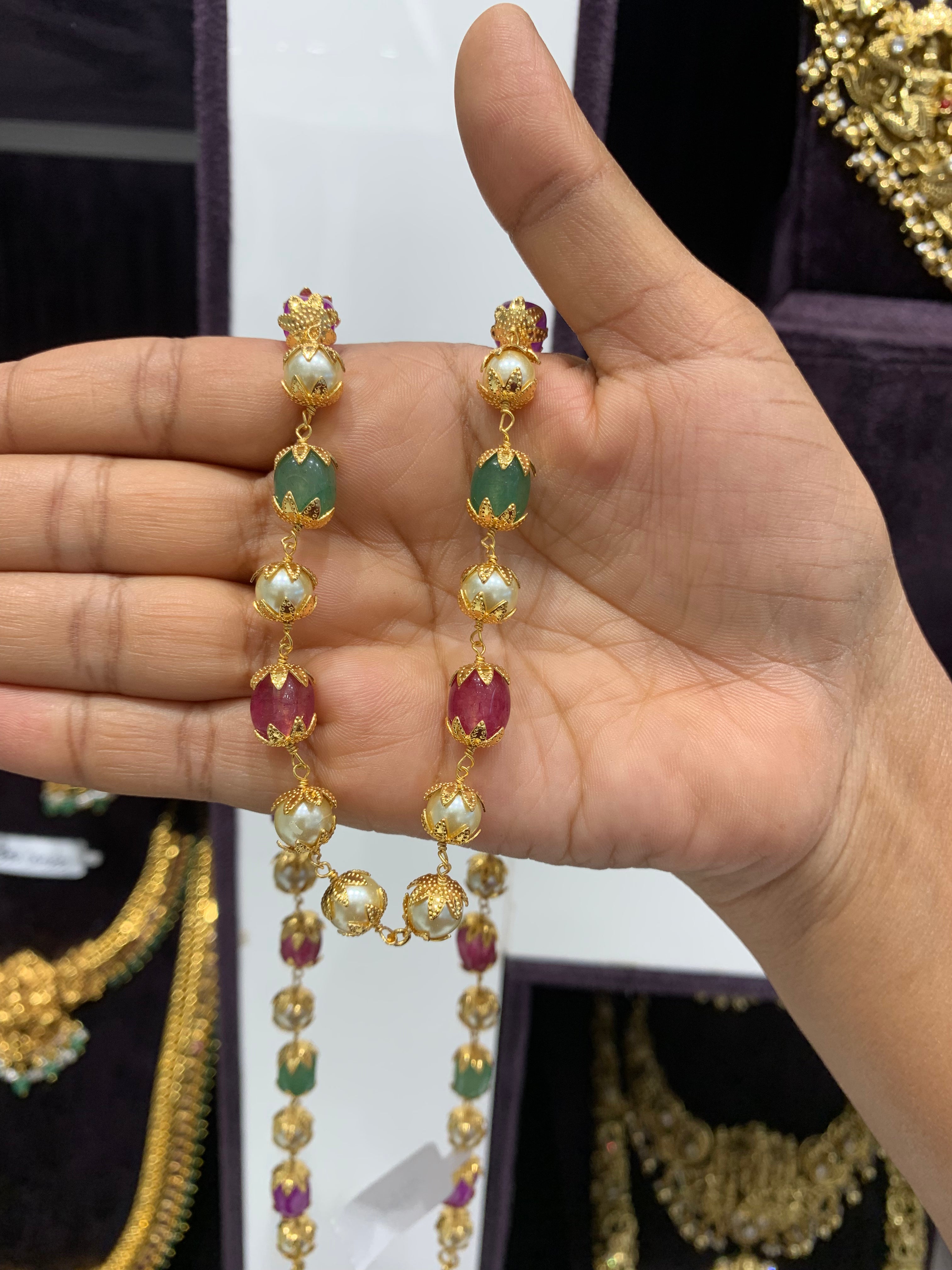 Beautiful multi color beads & pearls mala 24 inchs long