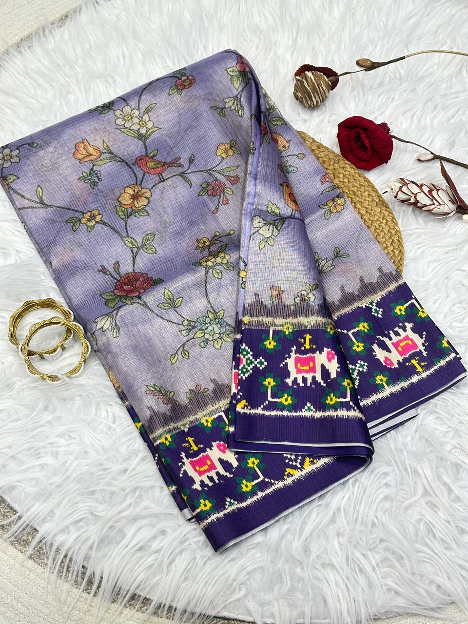 Patola crush fabric saree