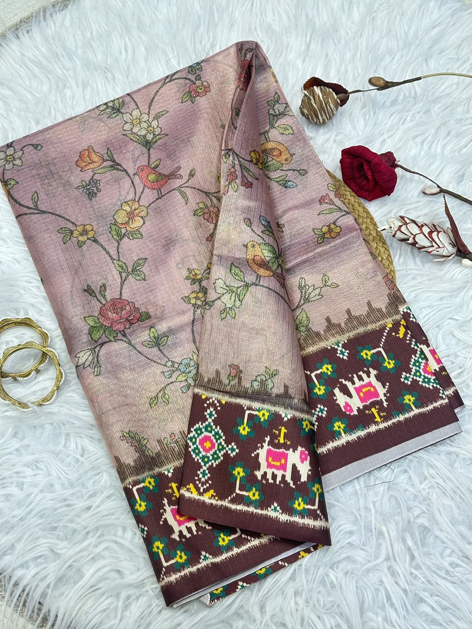 Patola crush fabric saree