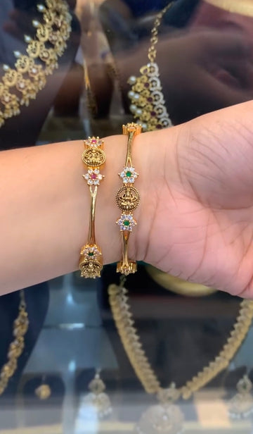 Beautiful Lakshmi devi multi color CZ stone bangles