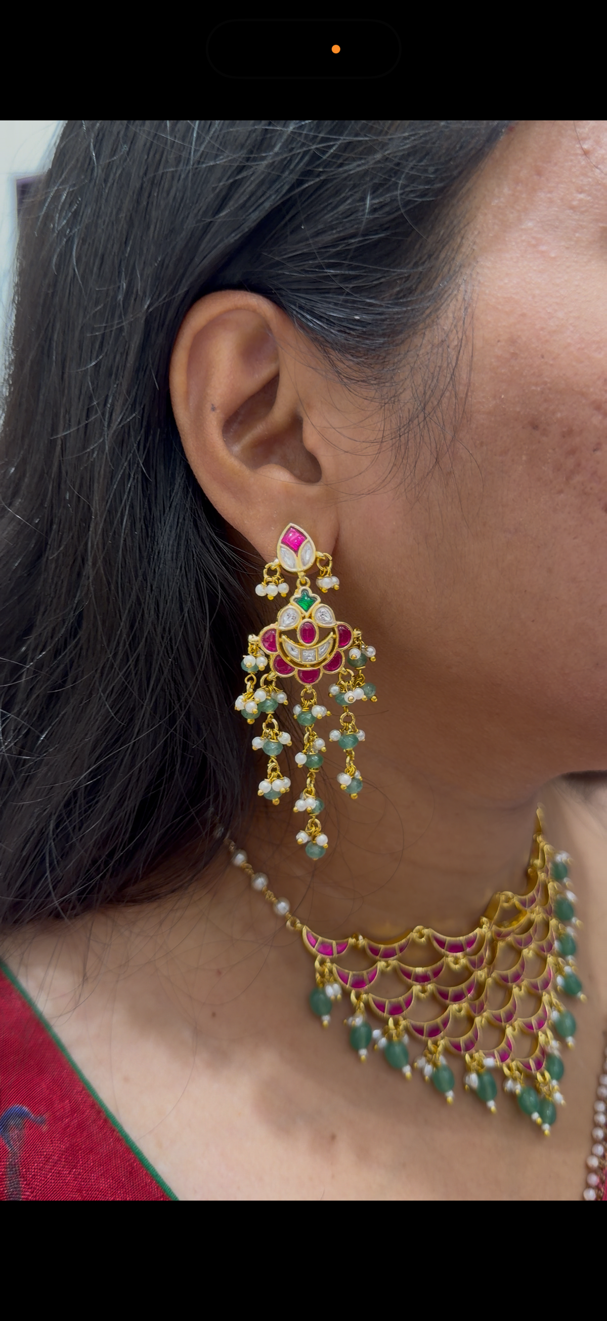 Beautiful jadau kundhan ear hangings with pushback