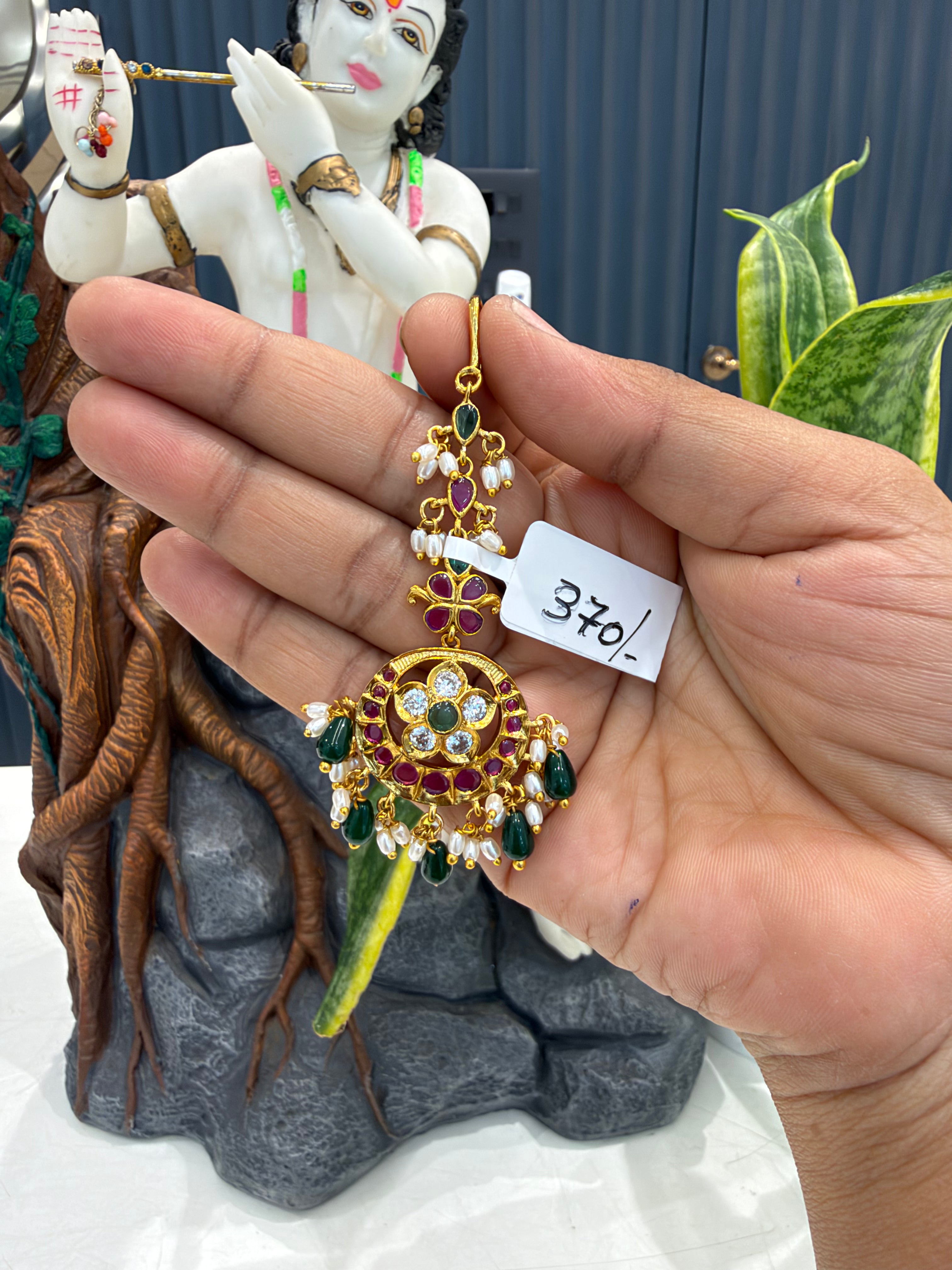 Beautiful pota stone tikka with beads finishing