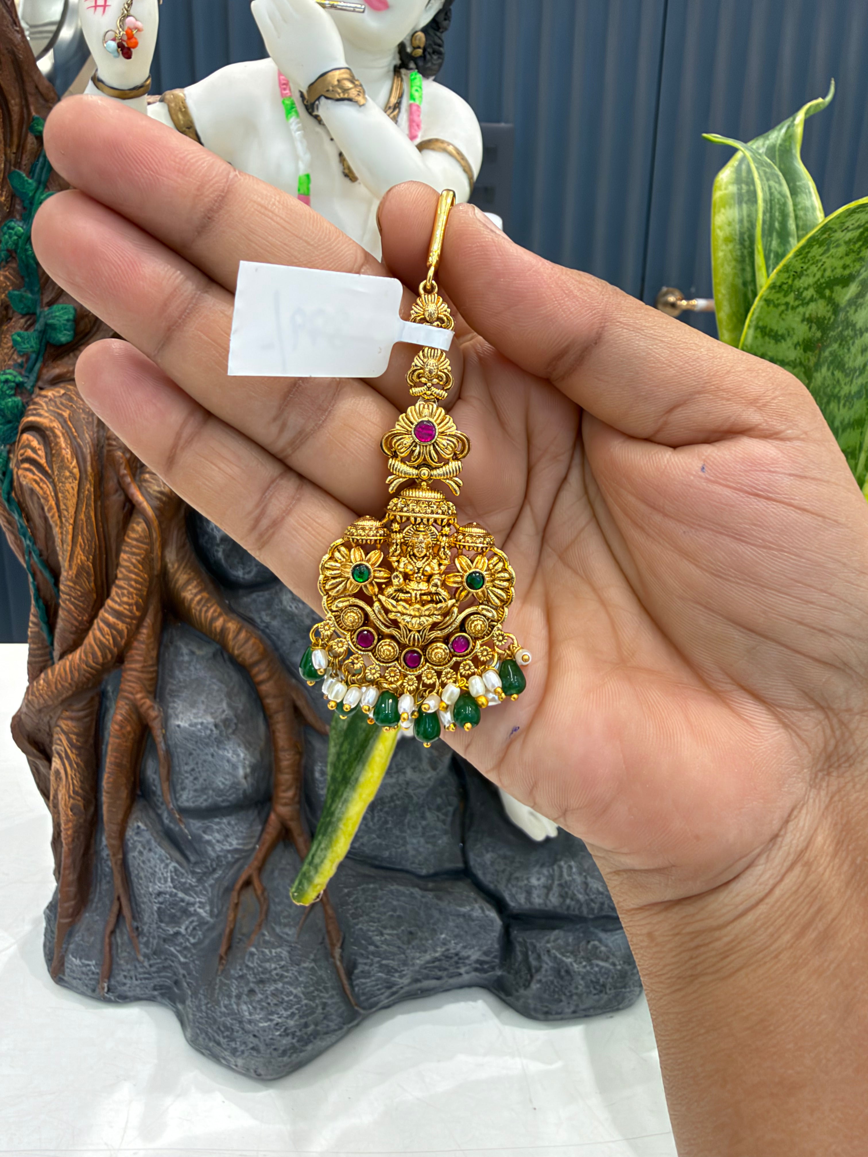 Beautiful Lakshmi devi tikka with beads finishing