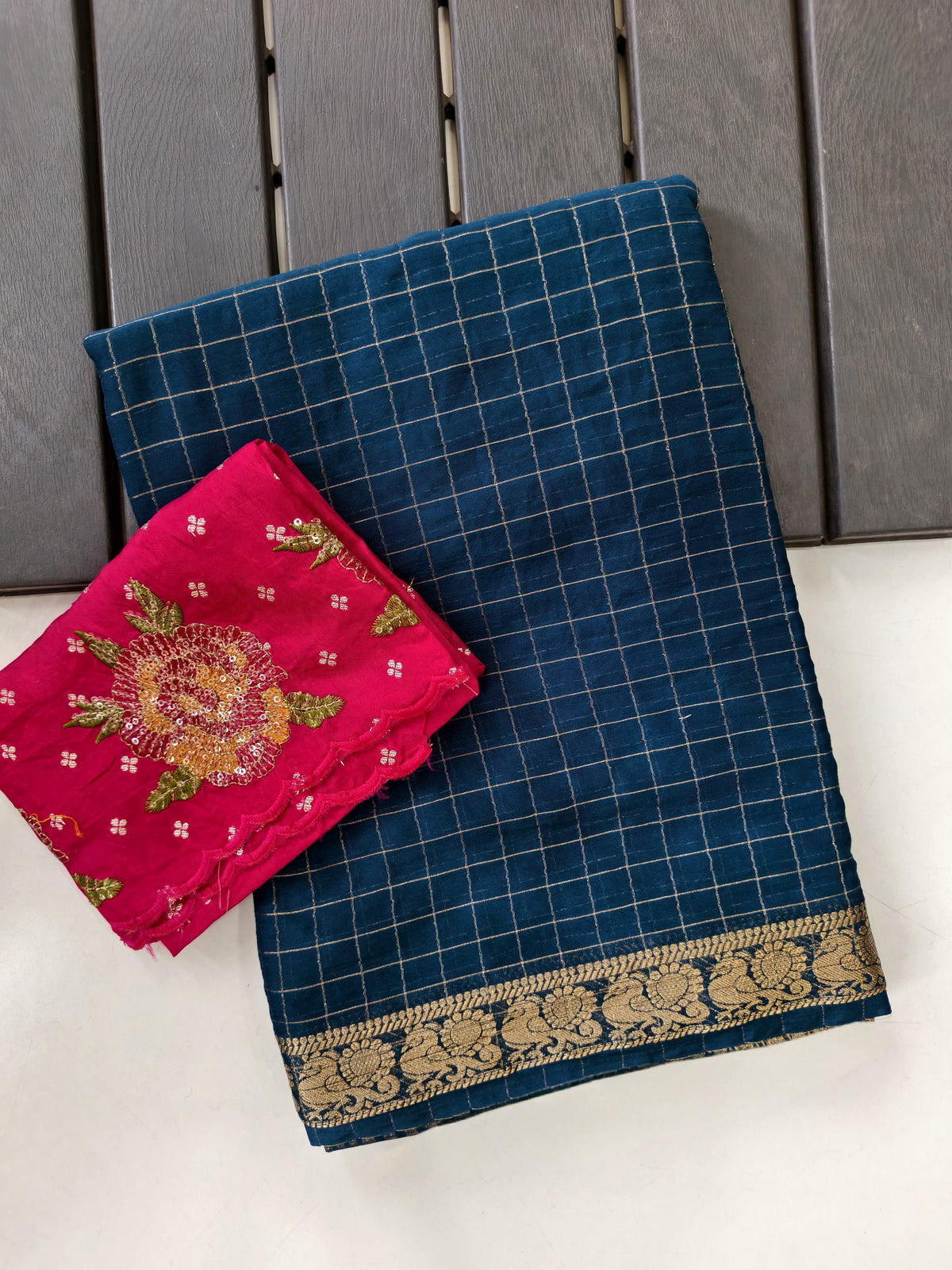 Cotton checks design saree