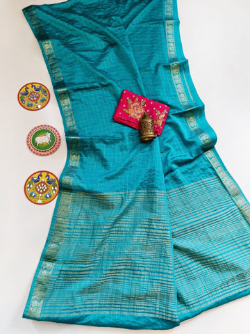Cotton cheks design saree
