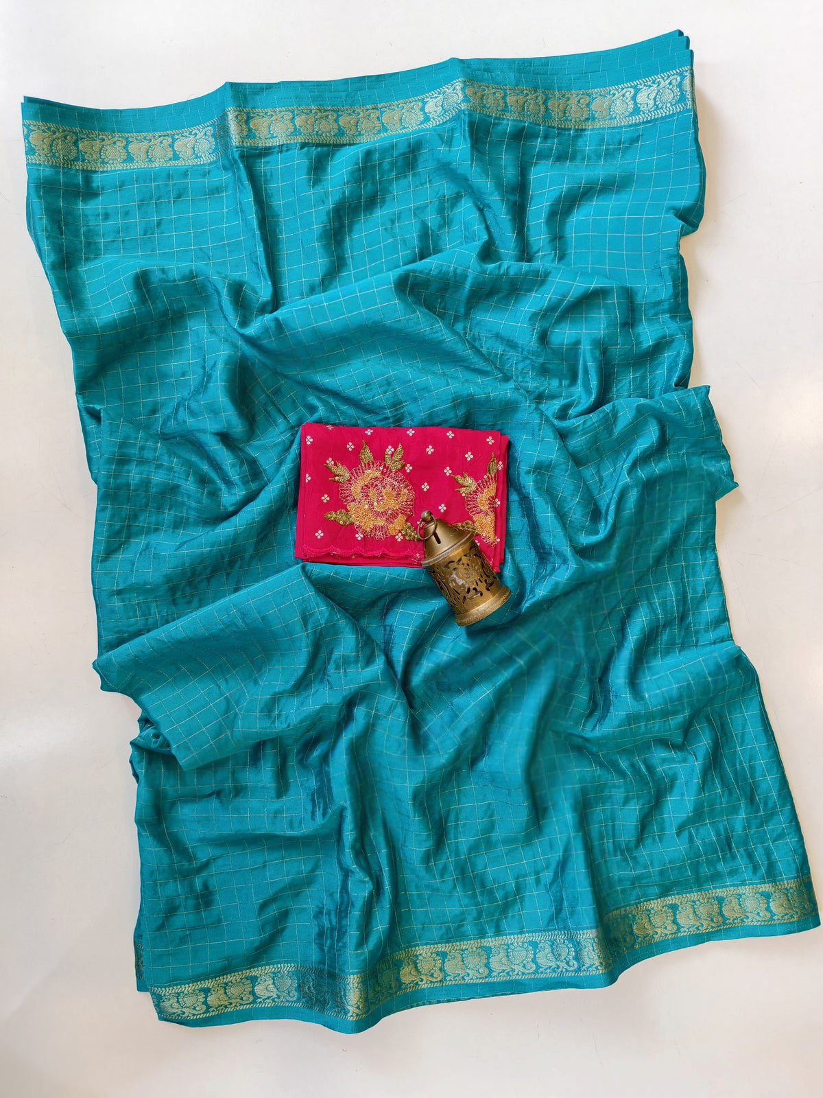 Cotton cheks design saree