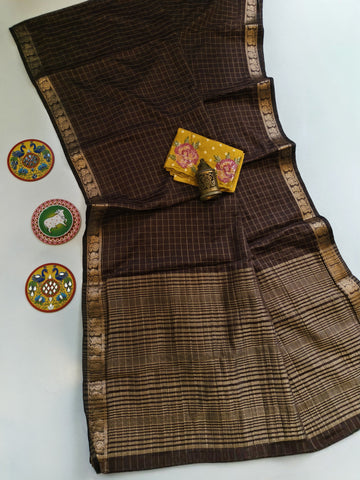 Cotton checks design saree