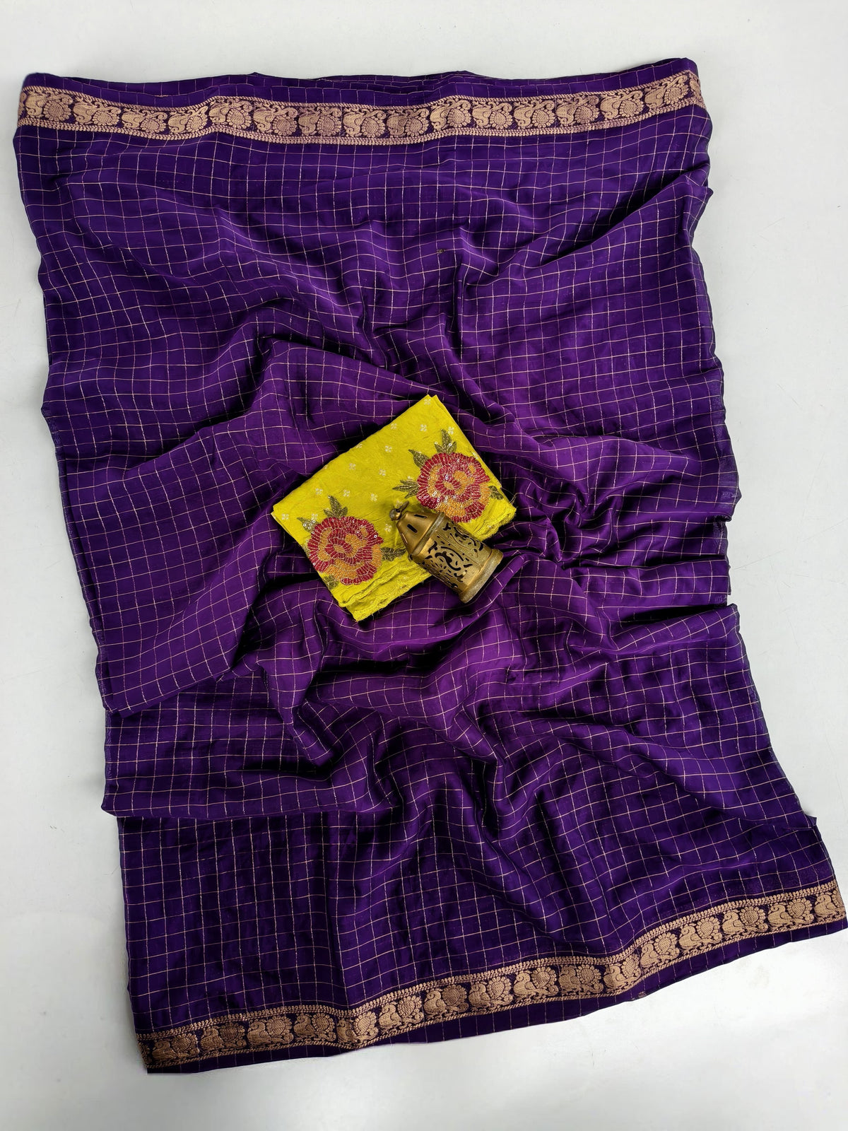 Cotton cheks design saree