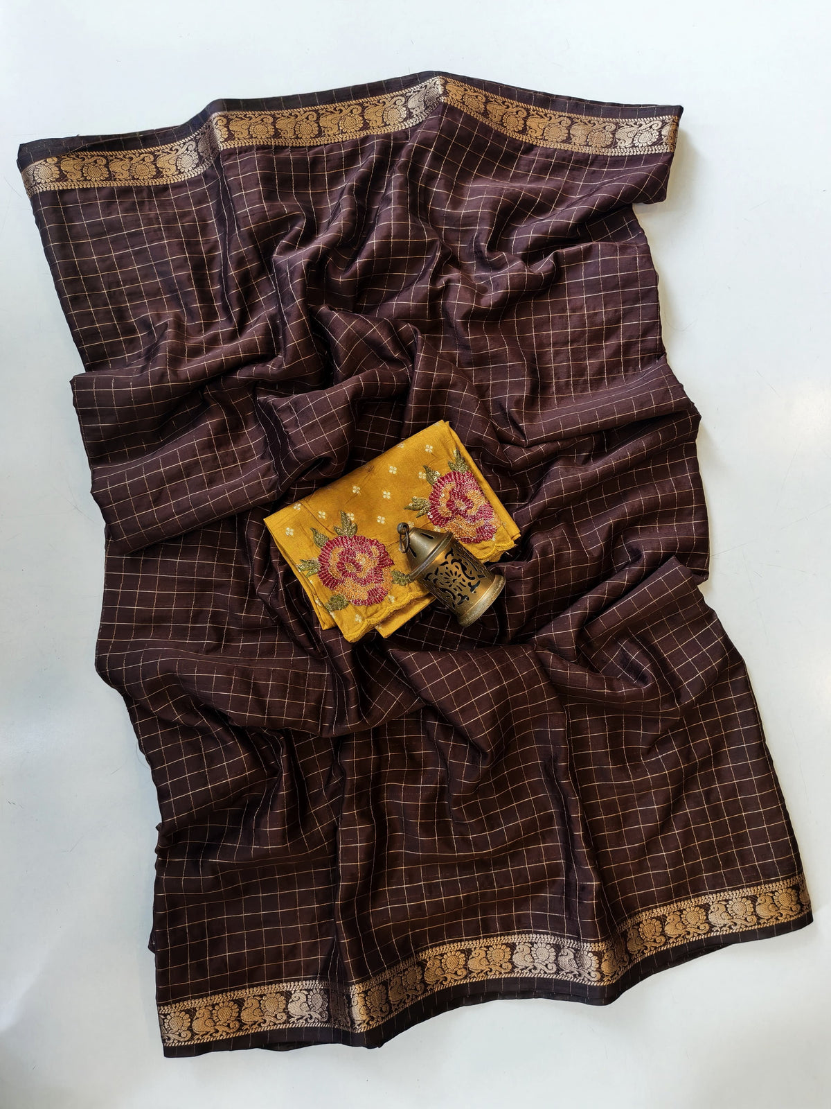 Cotton checks design saree