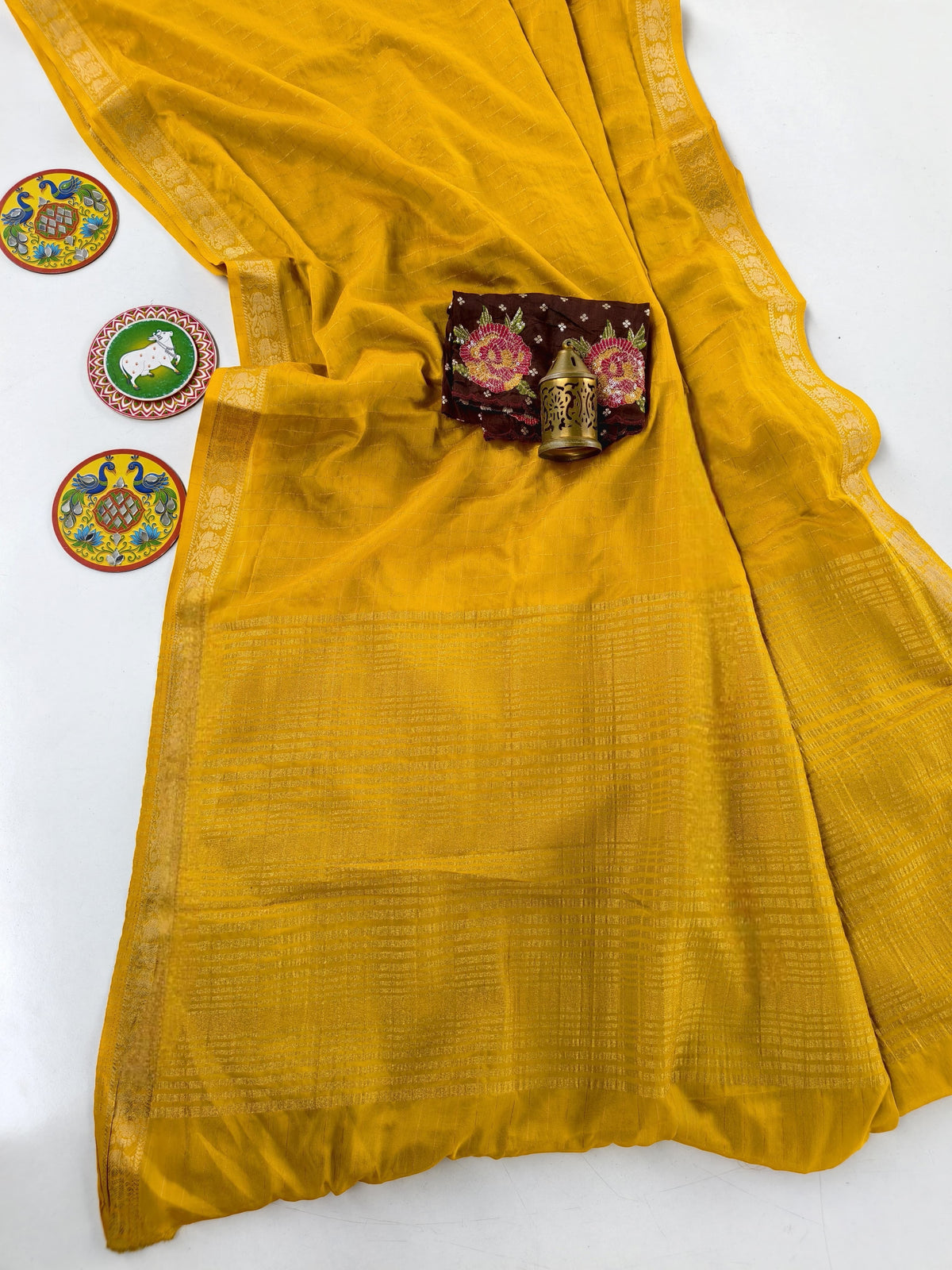Cotton cheks design saree