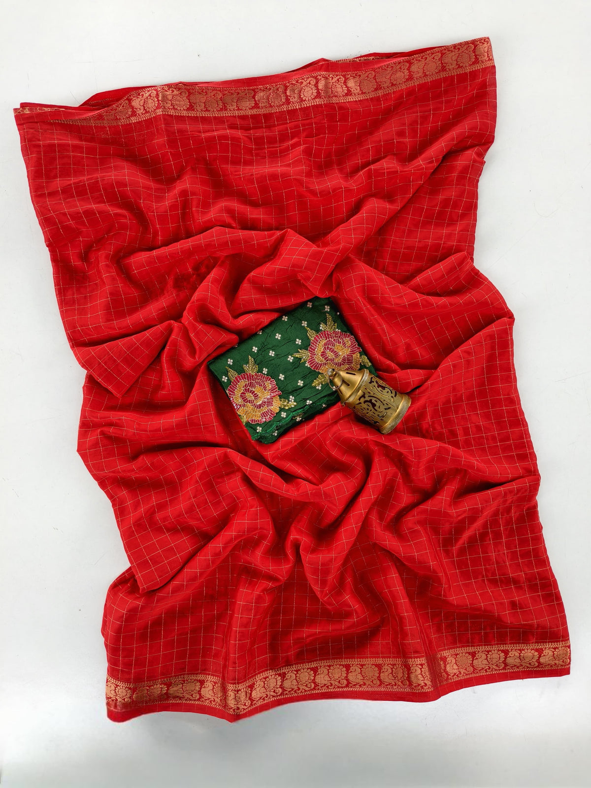Cotton checks design saree