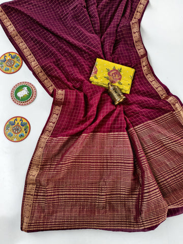 Cotton checks design saree