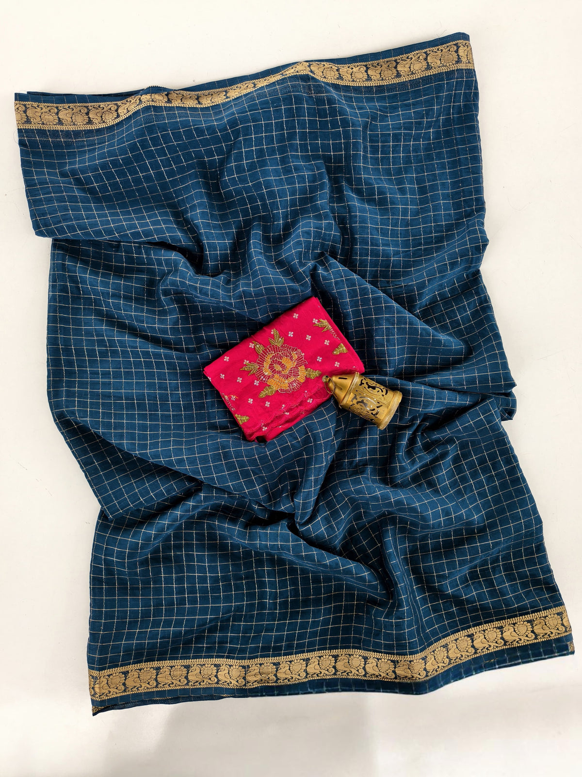 Cotton checks design saree