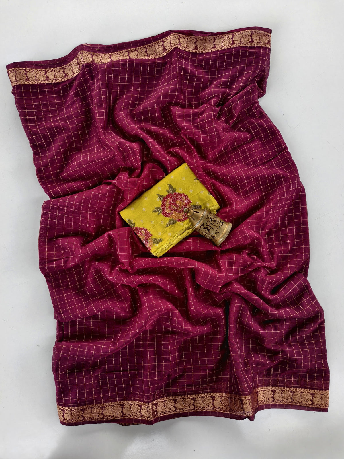 Cotton checks design saree