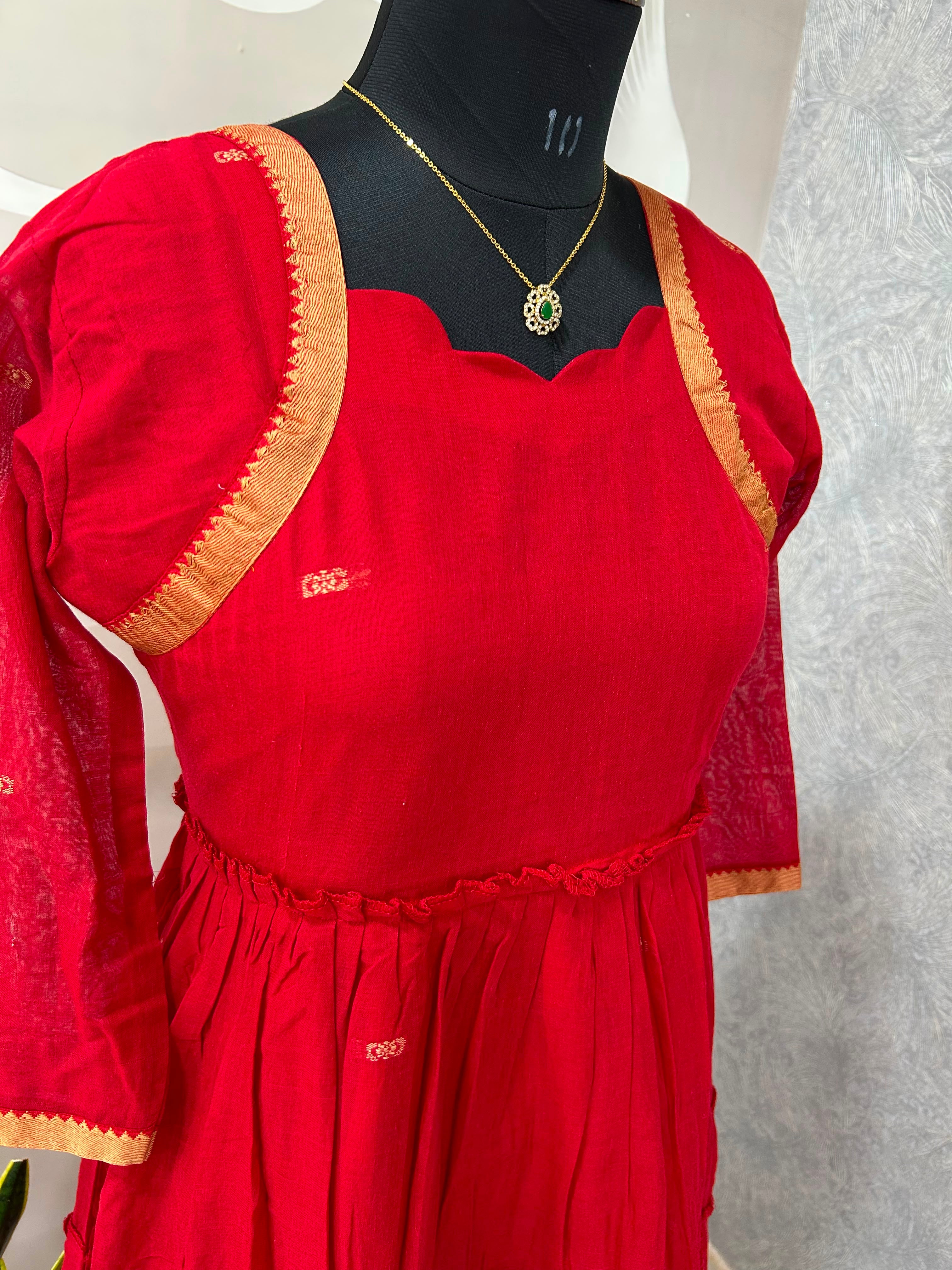 Jamdhani A-line frock with cotton lining