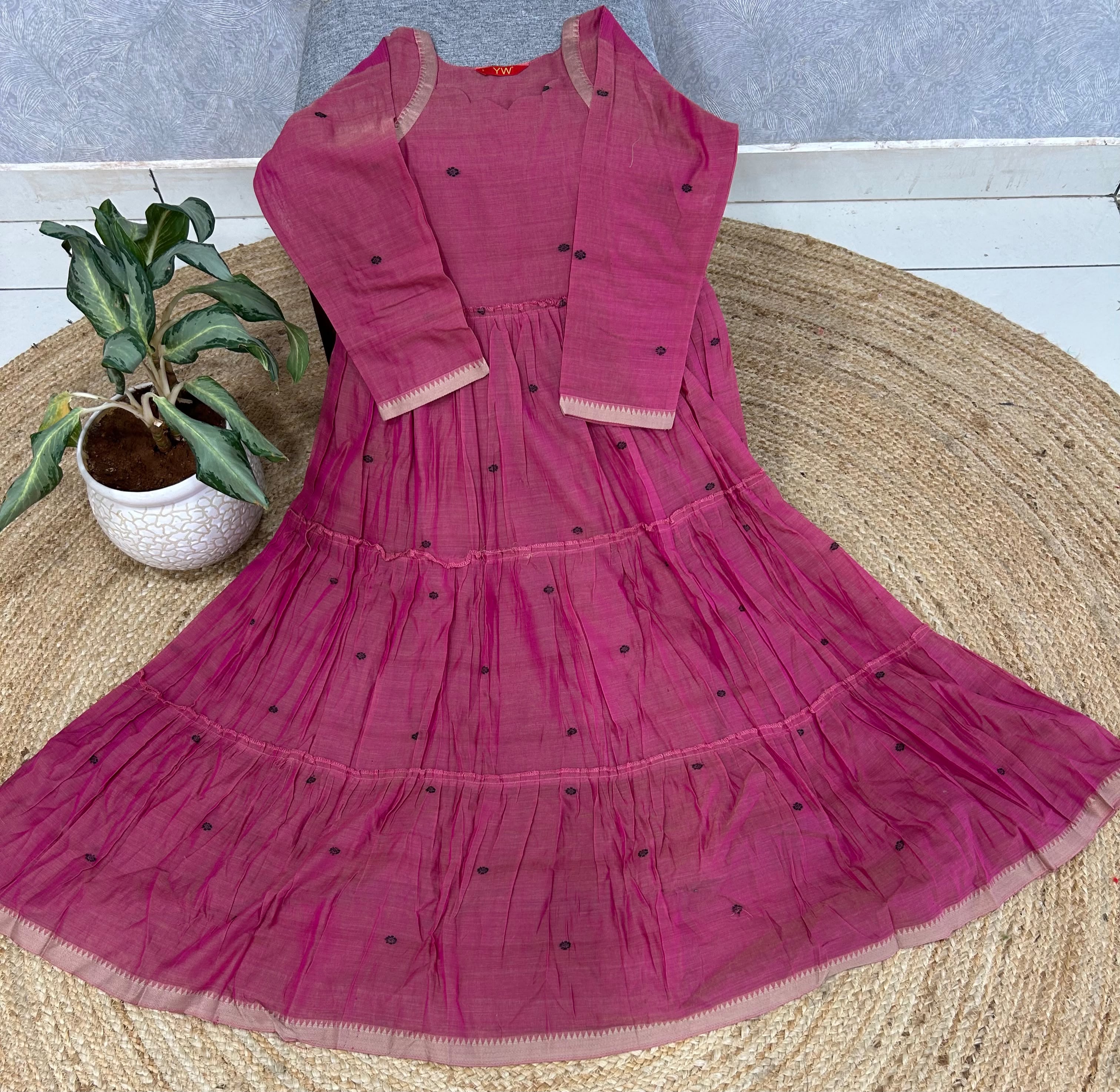 Jamdhani A-line Frock with cotton linning