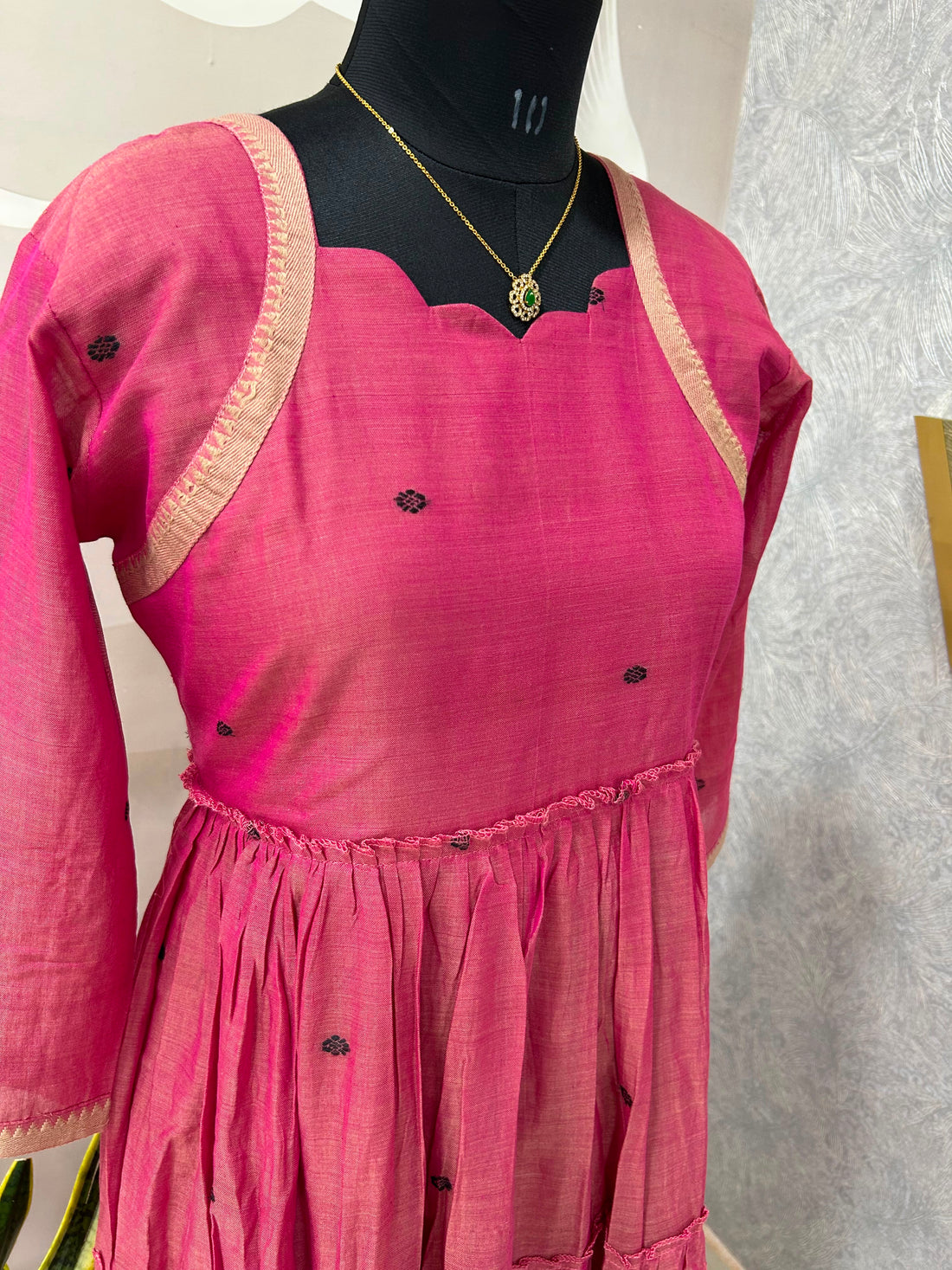 Jamdhani A-line Frock with cotton linning