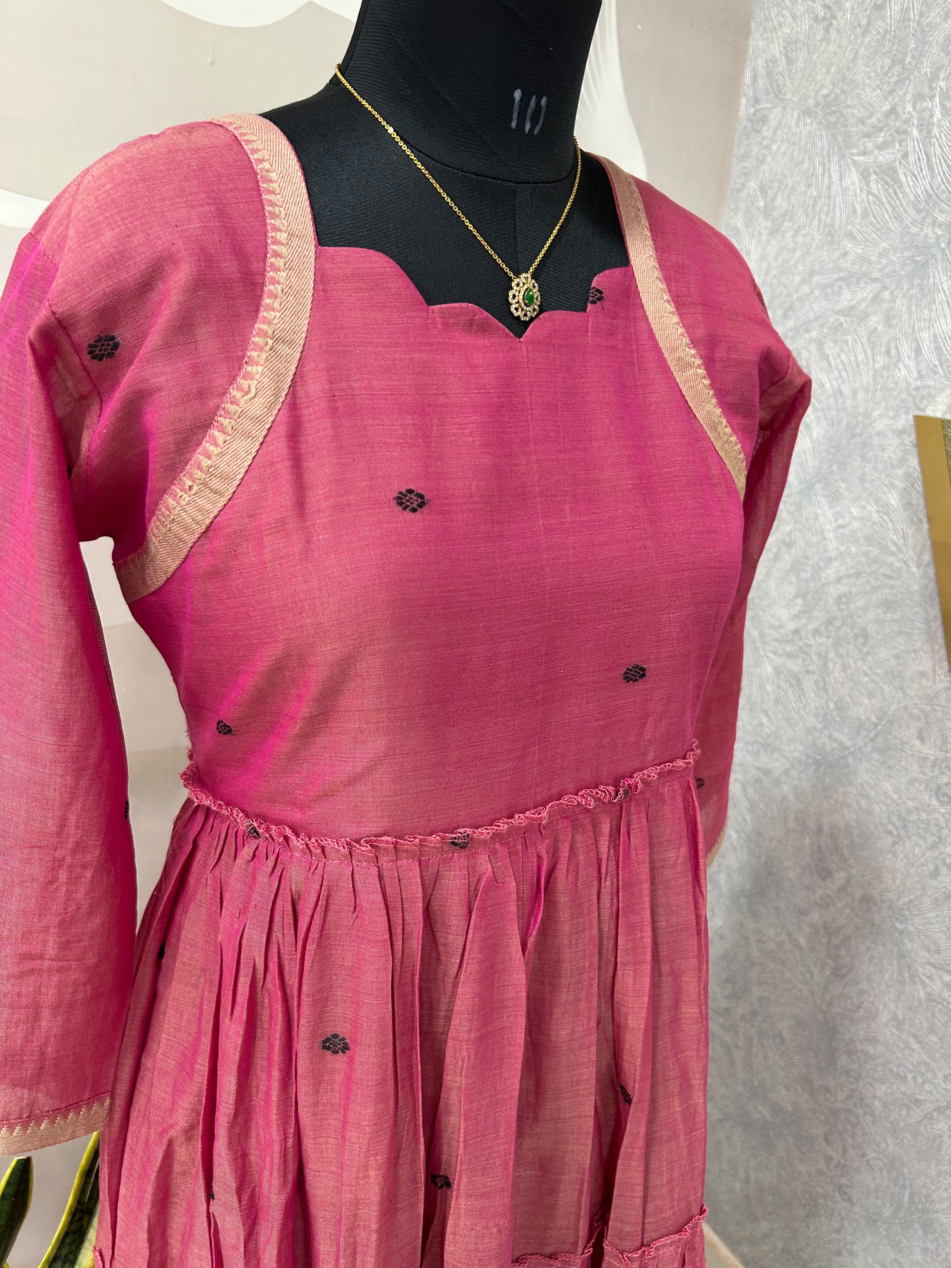 Jamdhani A-line Frock with cotton linning