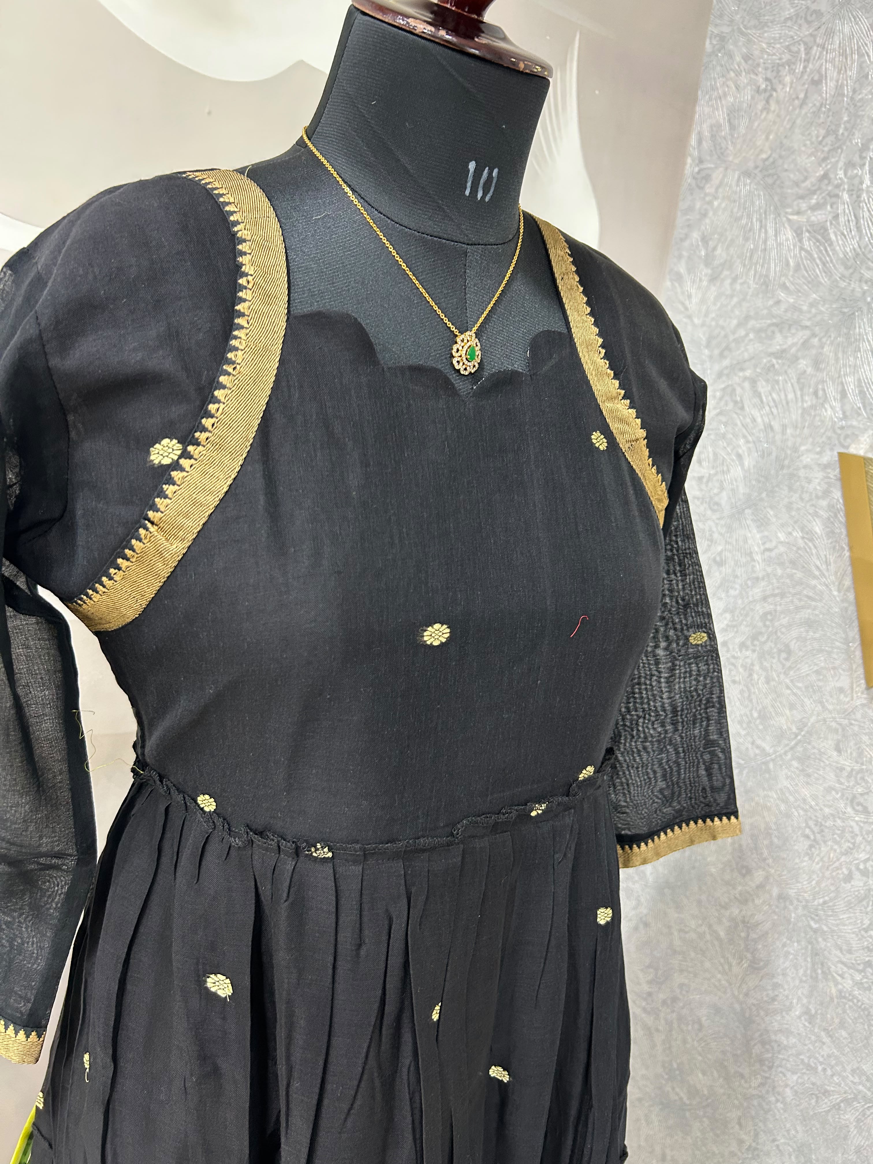 Jamdhani A-line frock with cotton linning