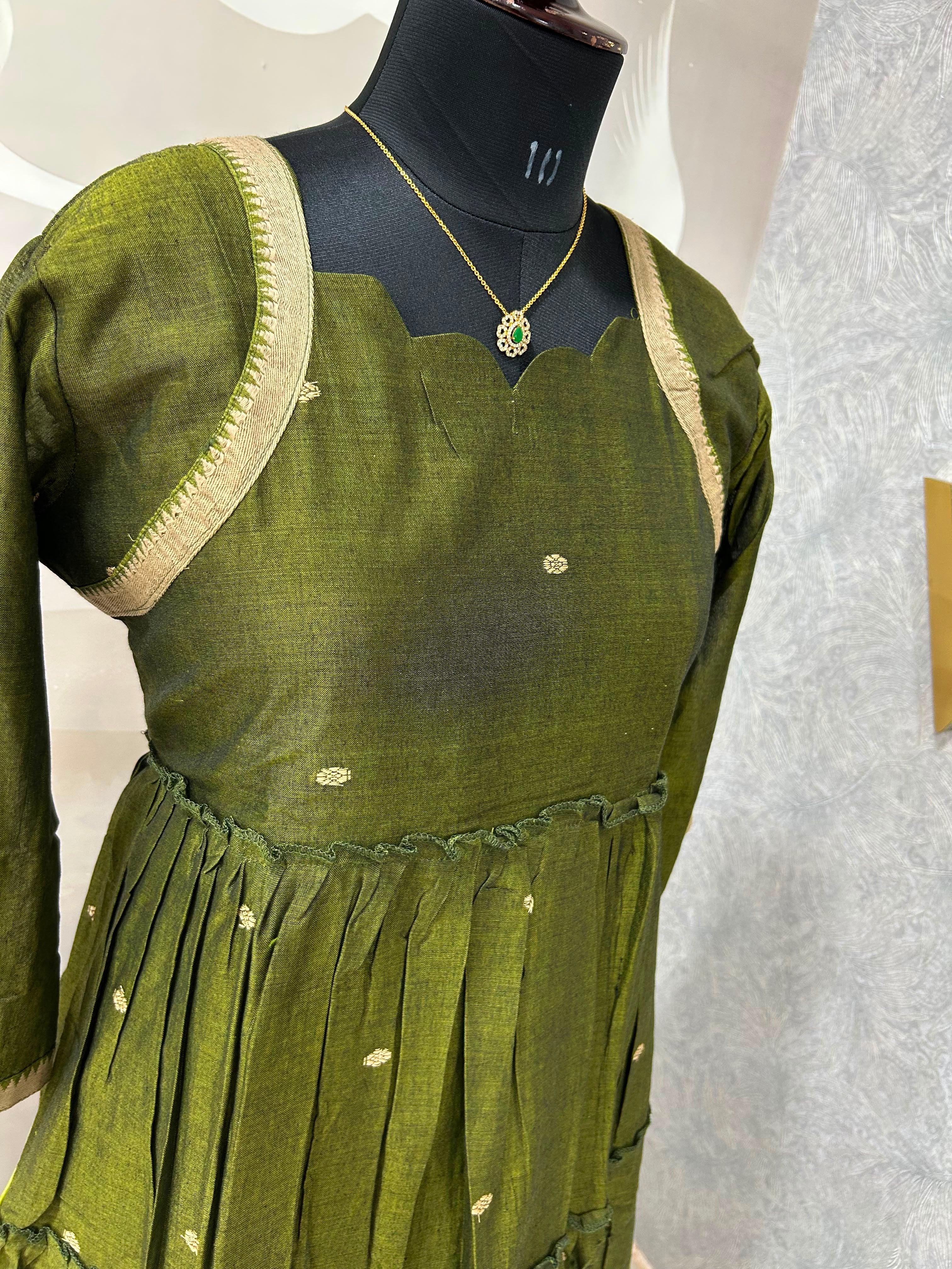 Jhamdani A-line frock with cotton linning