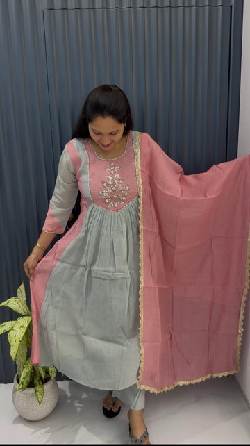 Mul chenderi A-line 3-piece set with linning