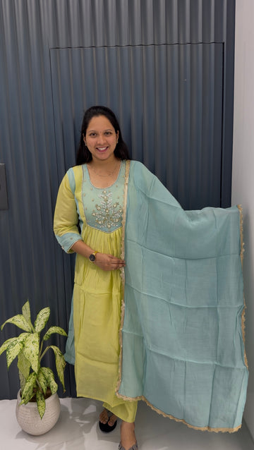 Mul chenderi A-line 3-piece set with linning