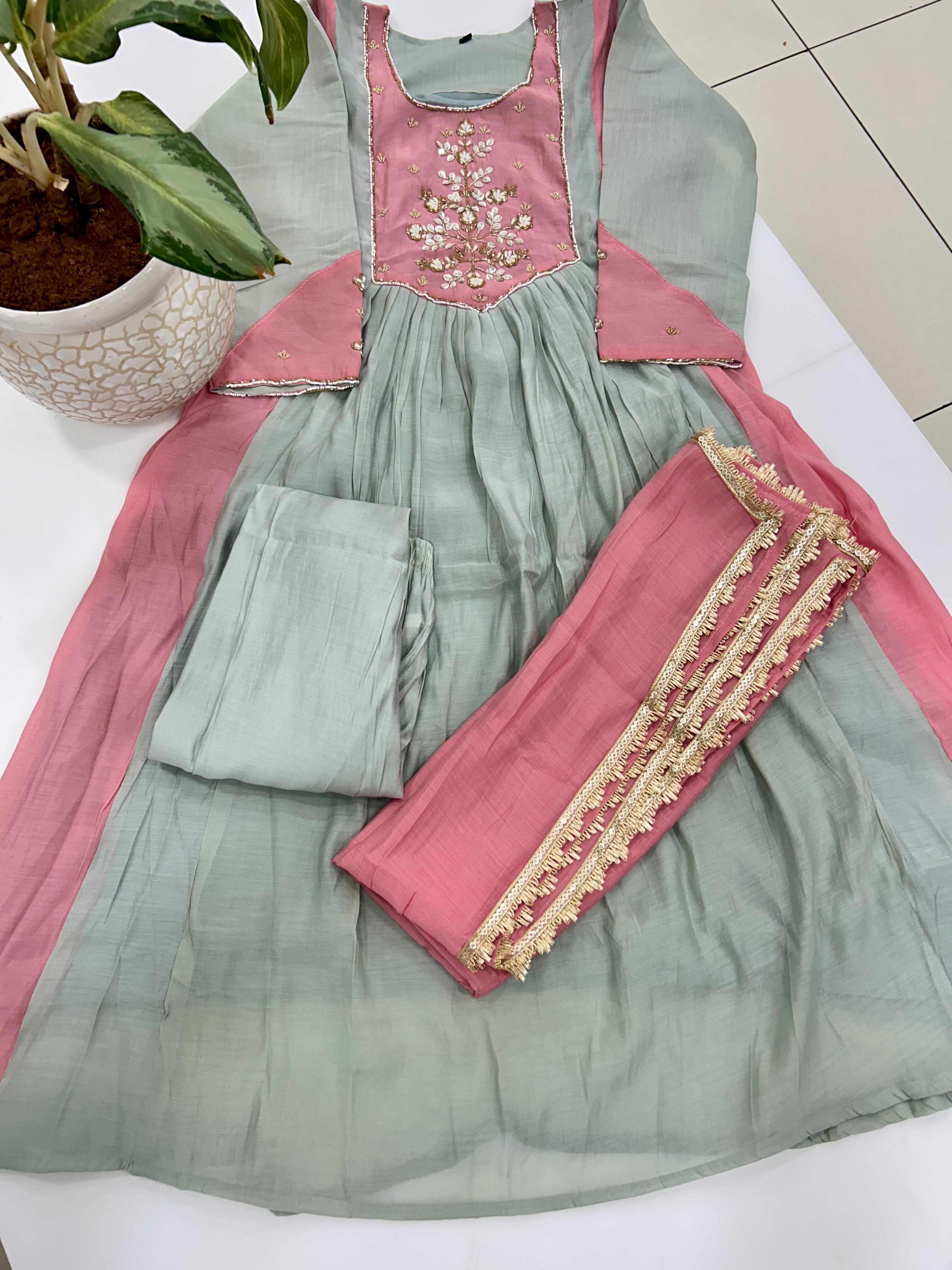 Mul chenderi A-line 3-piece set with linning