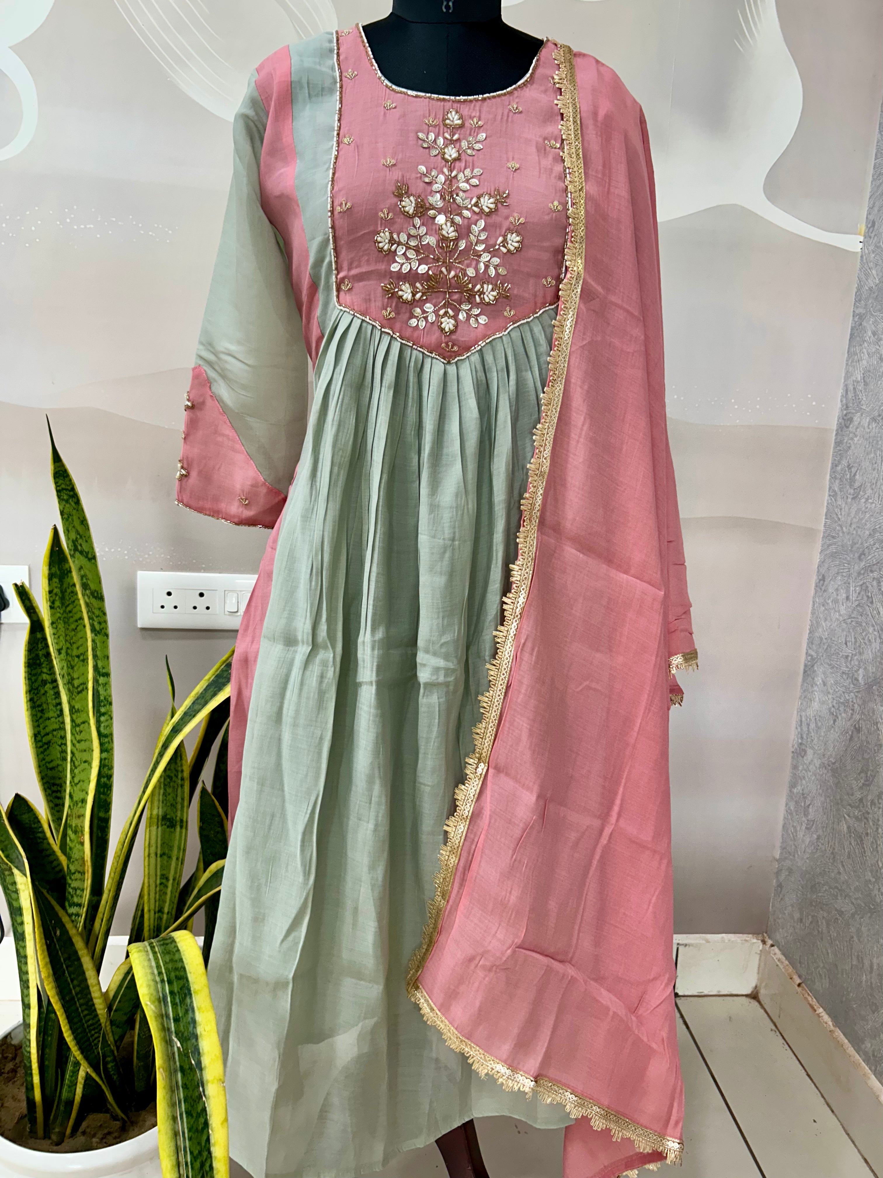 Mul chenderi A-line 3-piece set with linning
