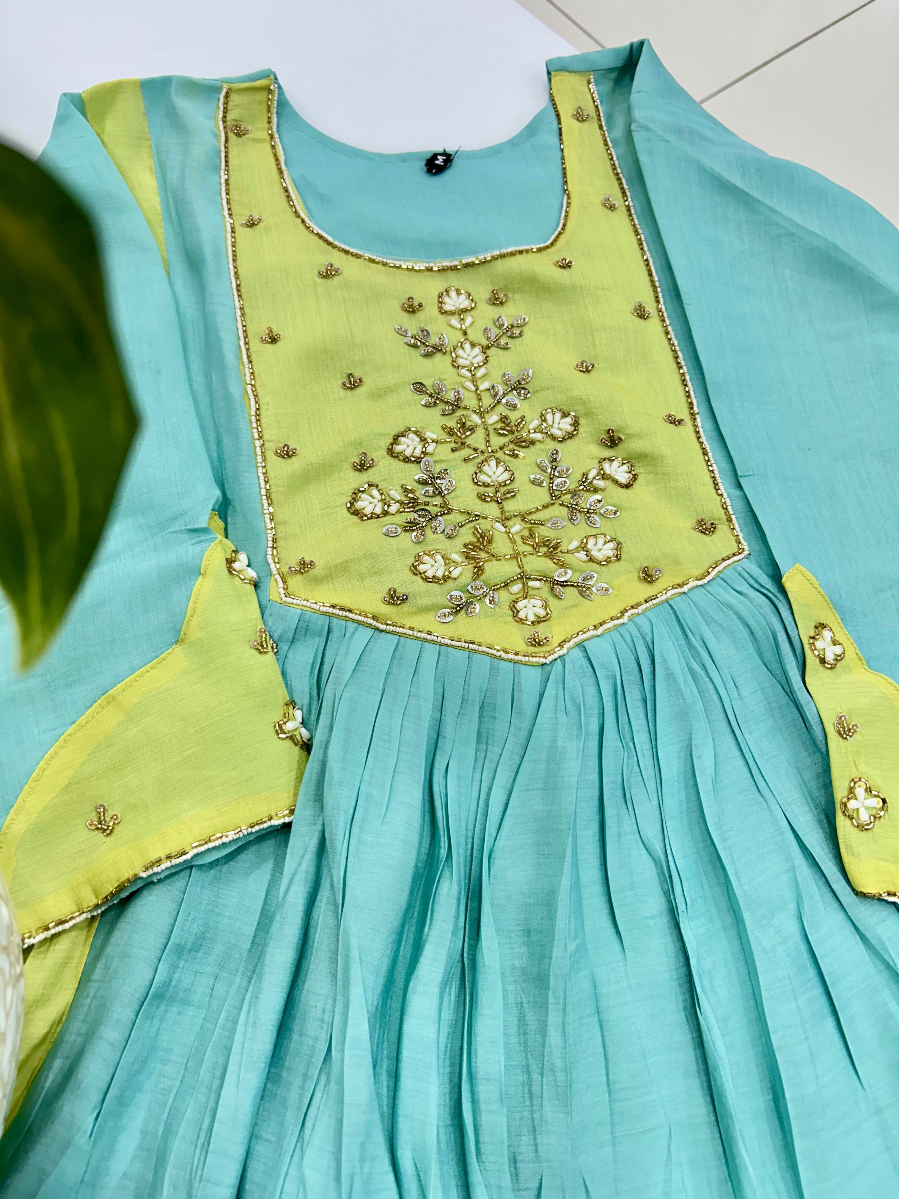 Mul Chanderi A-line 3-piece set with linning