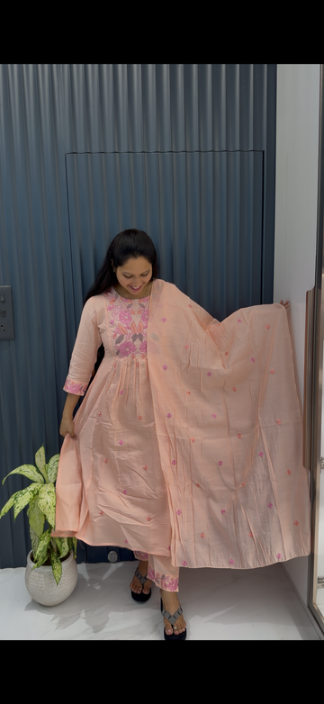 Mul chenderi A-line 3-piece set with cotton linning