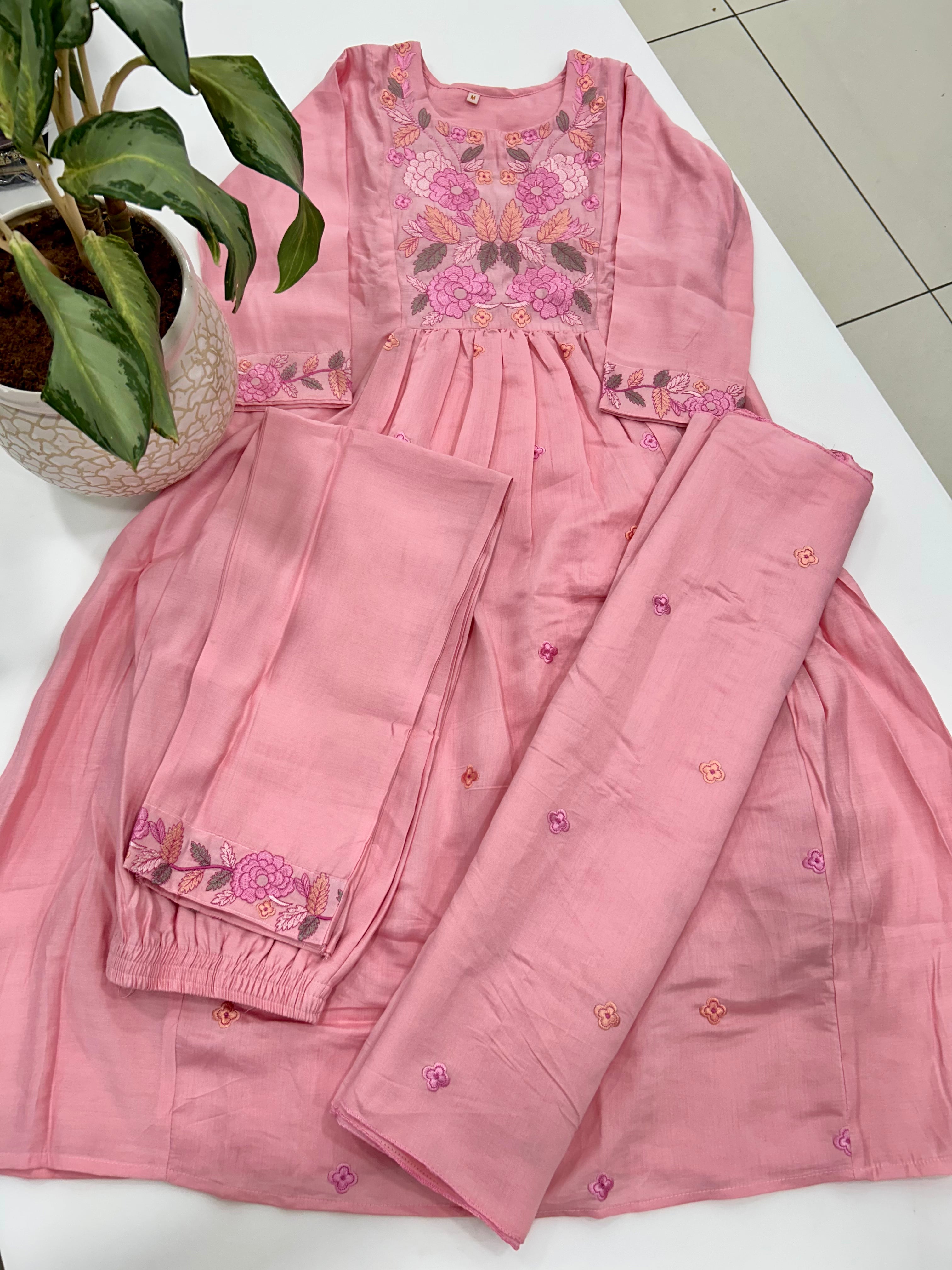 Mul chenderi A-line 3-piece set with cotton linning