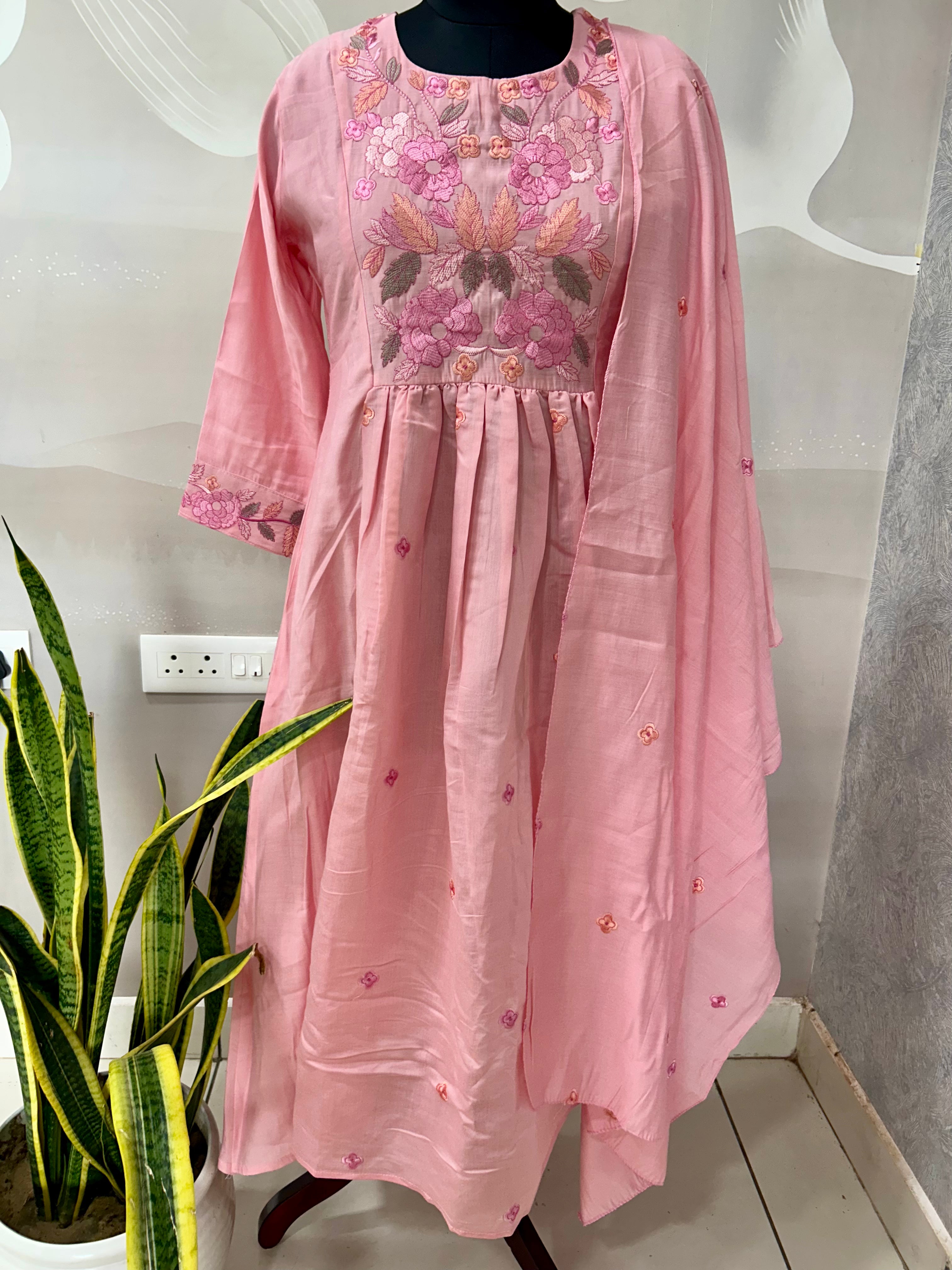 Mul chenderi A-line 3-piece set with cotton linning