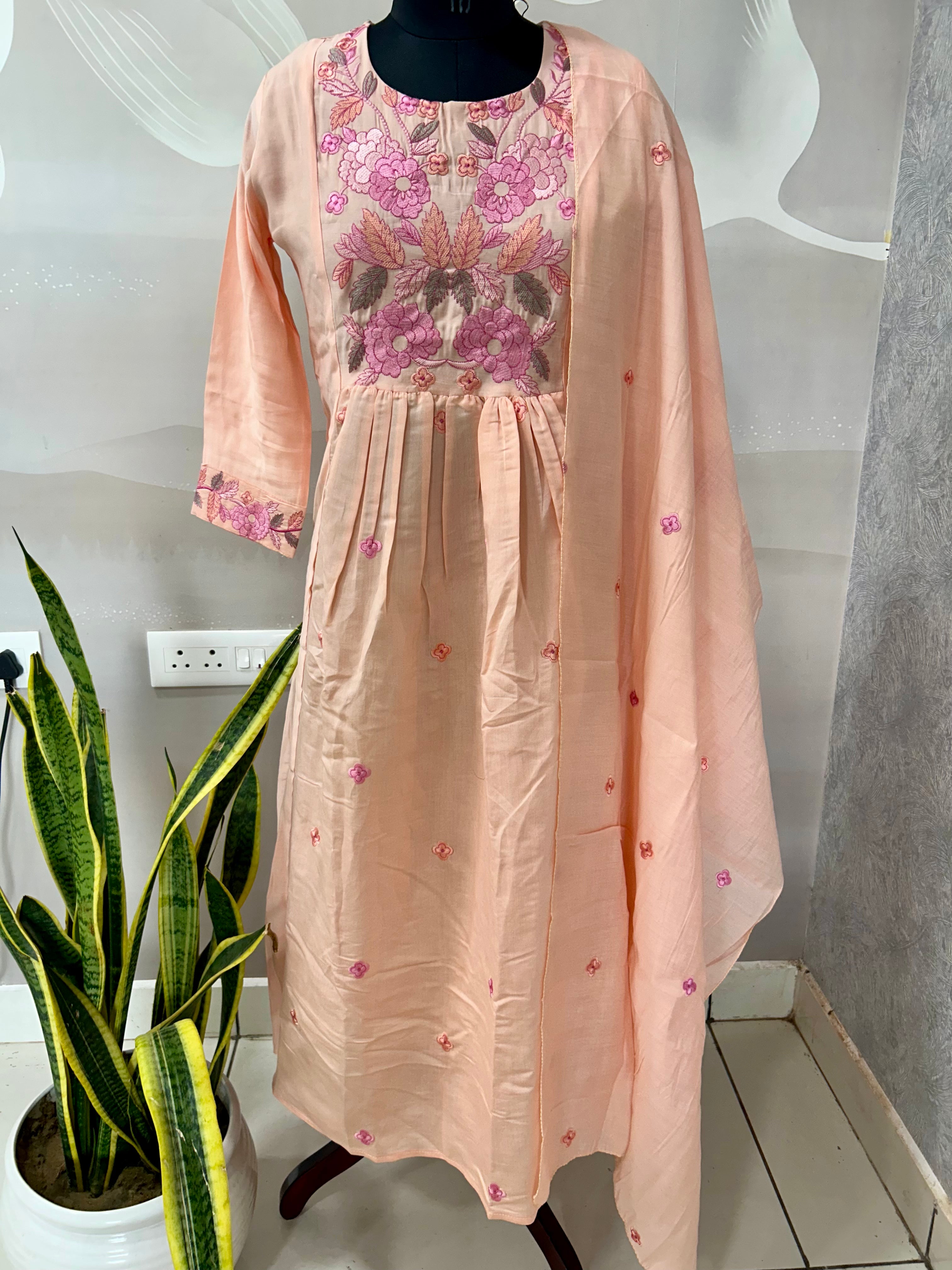 Mul chenderi A-line 3-piece set with cotton linning