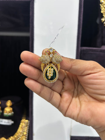 Beautiful CZ stones peacock design pendant with back hook