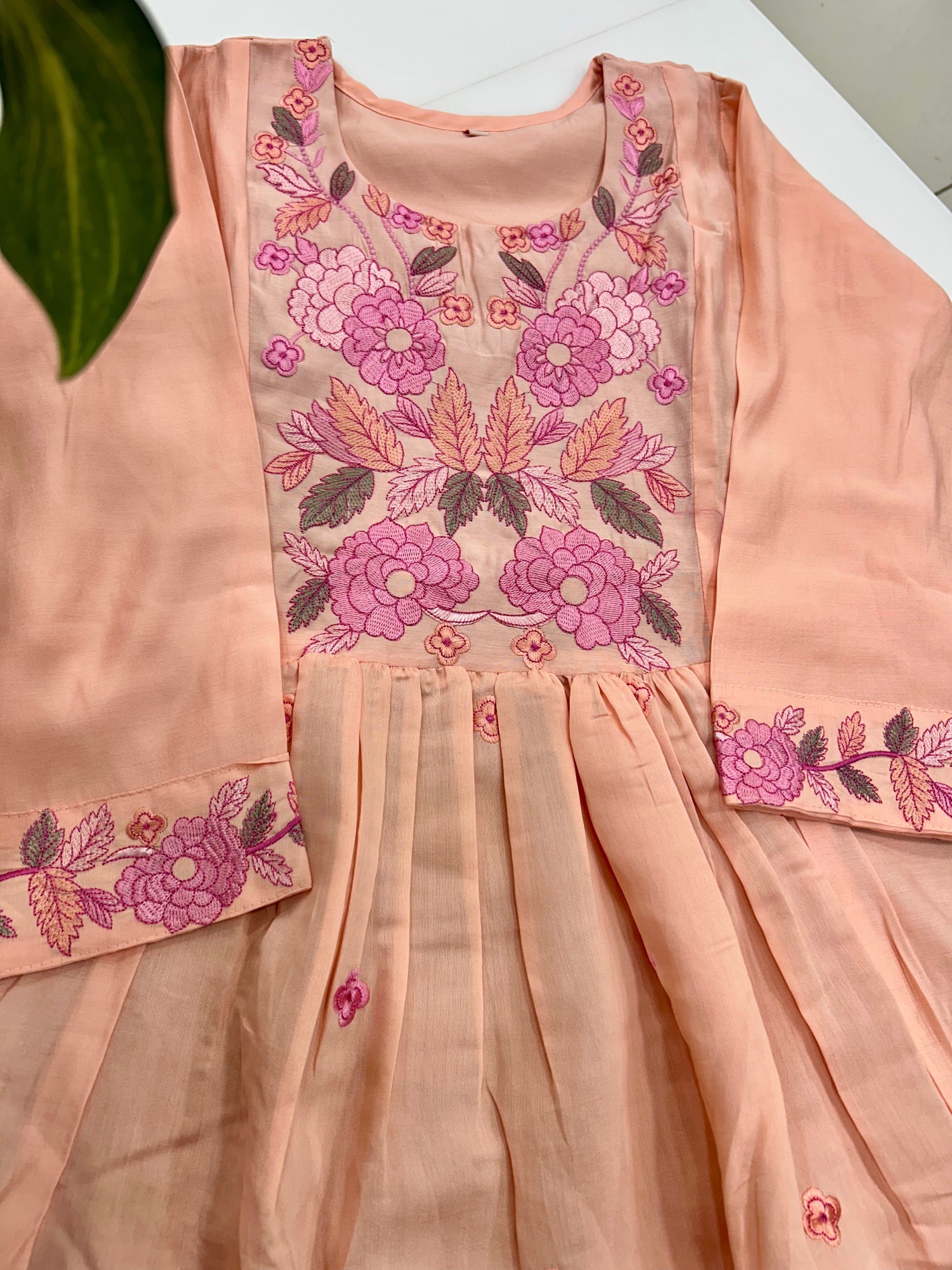 Mul chenderi A-line 3-piece set with cotton linning