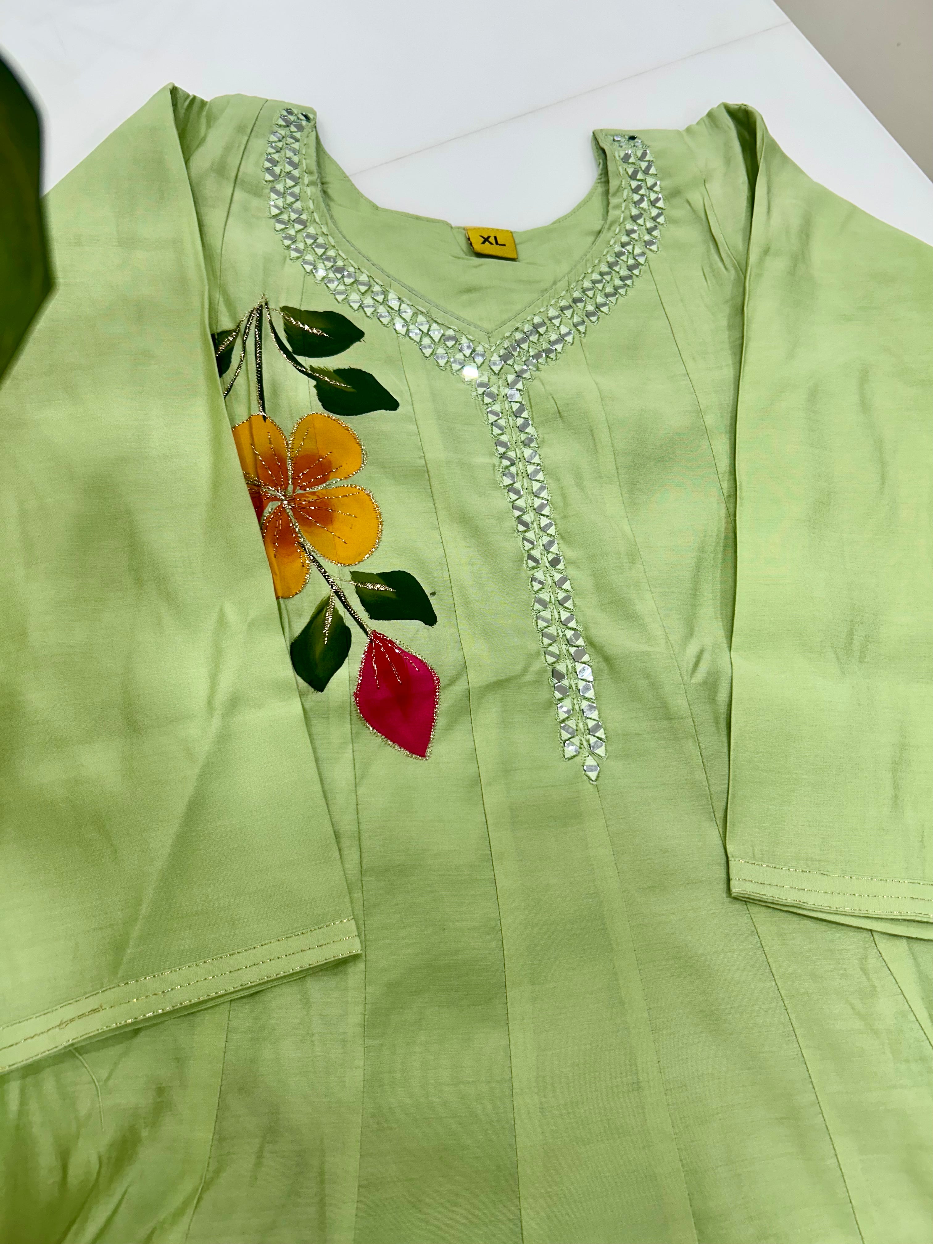 Mul chenderi A-line 3-piece set with cotton linning