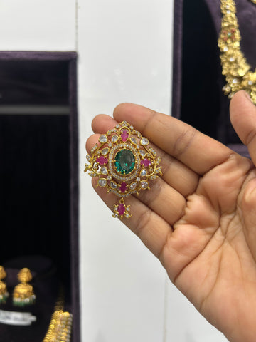 Beautiful multi color CZ stones pendant with backhook
