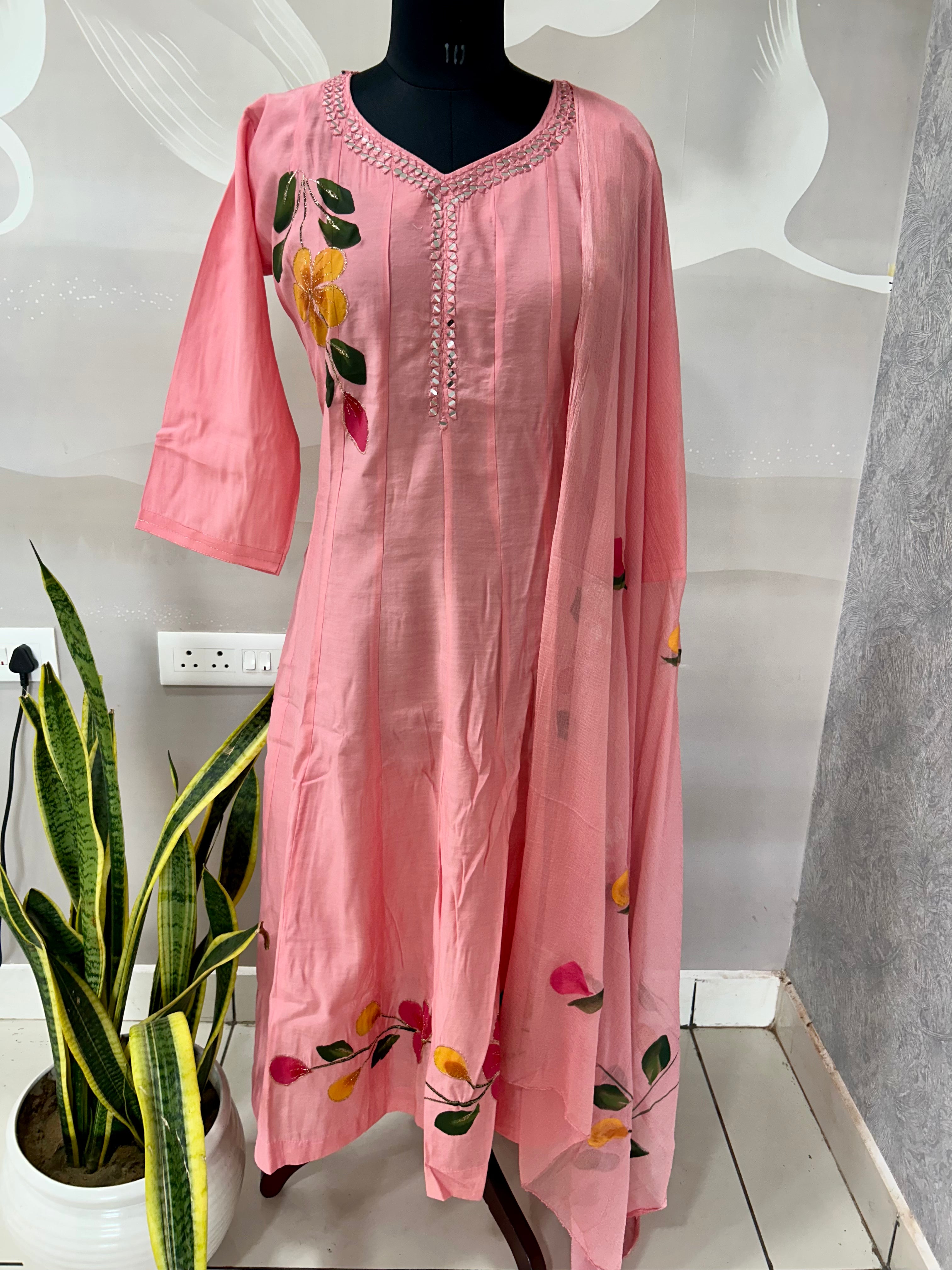 Mul chenderi A-line 3-piece set with cotton linning