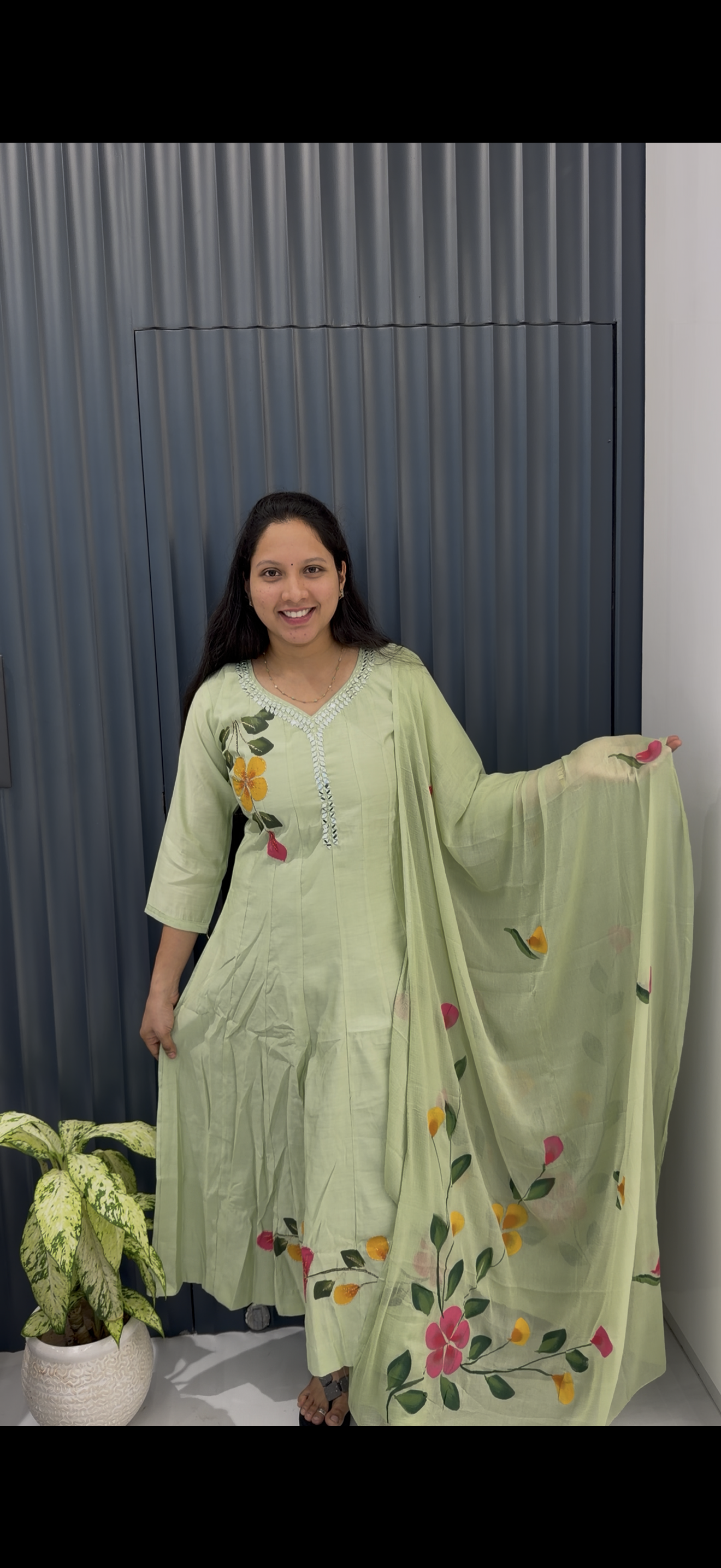 Mul chenderi A-line 3-piece set with cotton linning