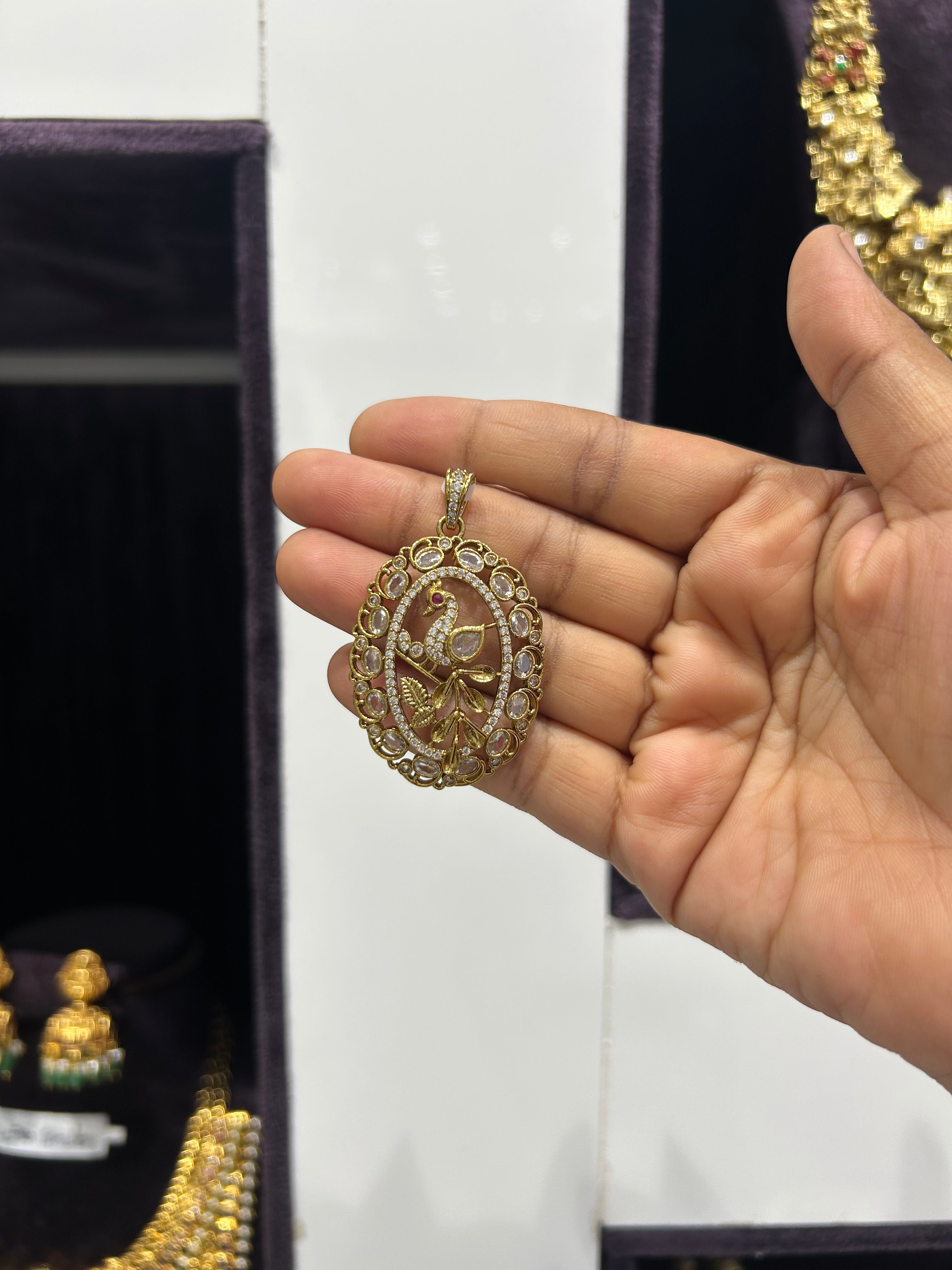 Beautiful mehandi polish peacock design hangable pendant