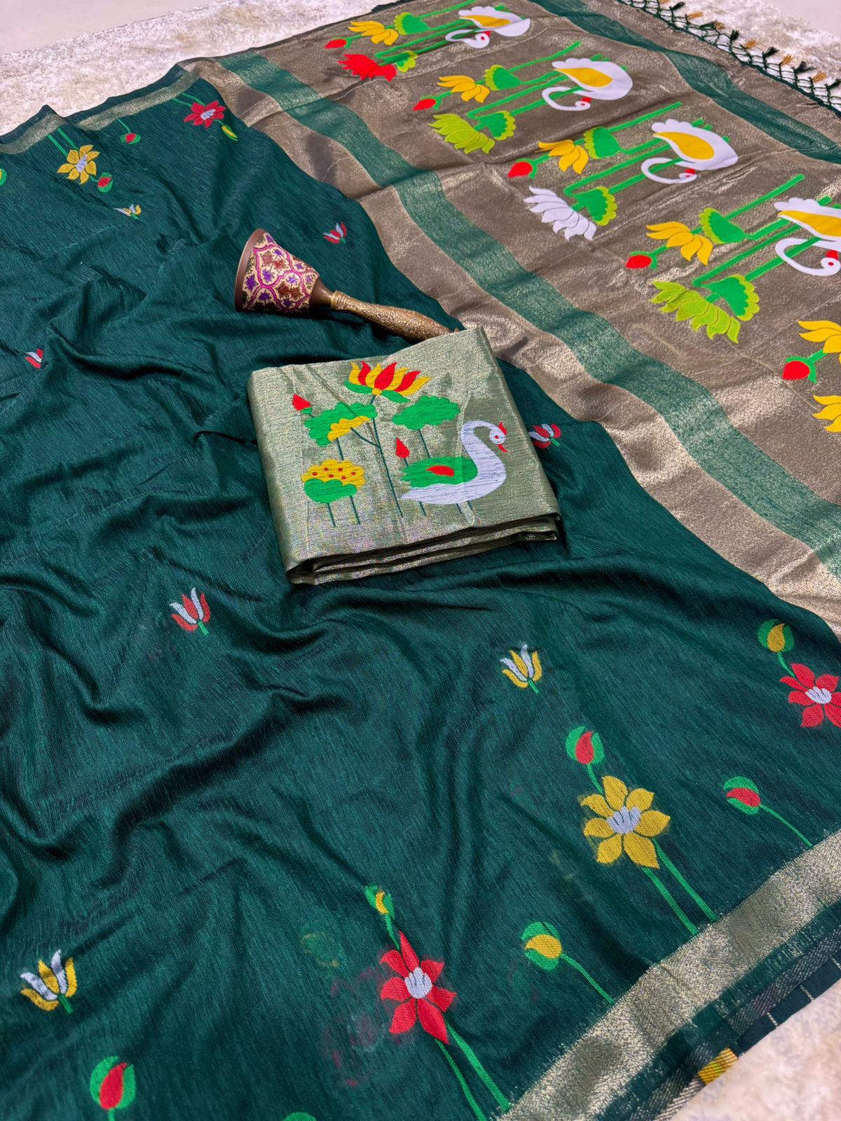 Premium soft pure lenin silk saree