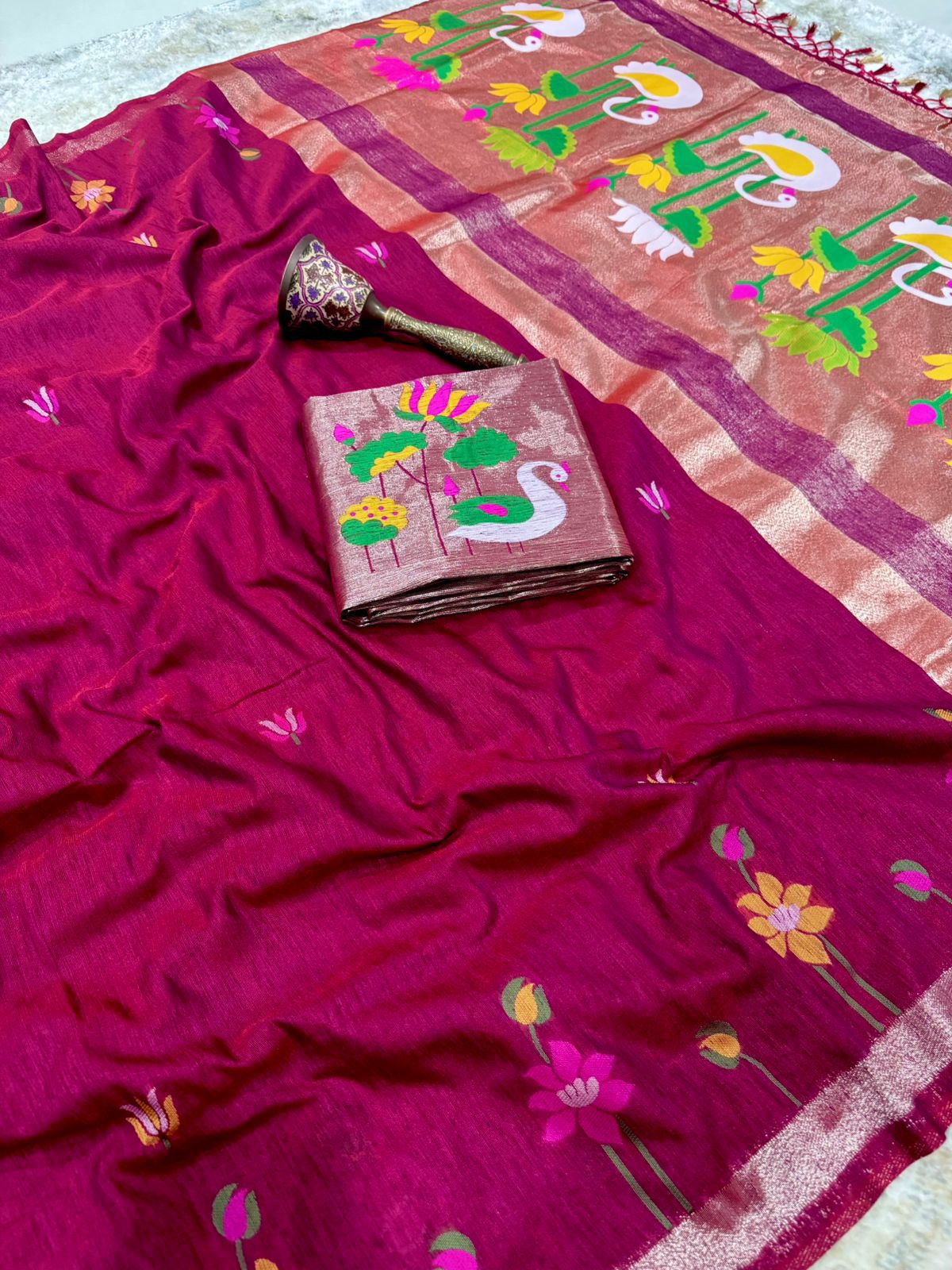 Premium soft pure lenin silk sarees