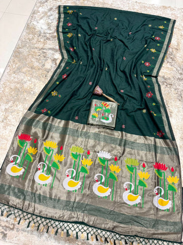 Premium soft pure lenin silk saree