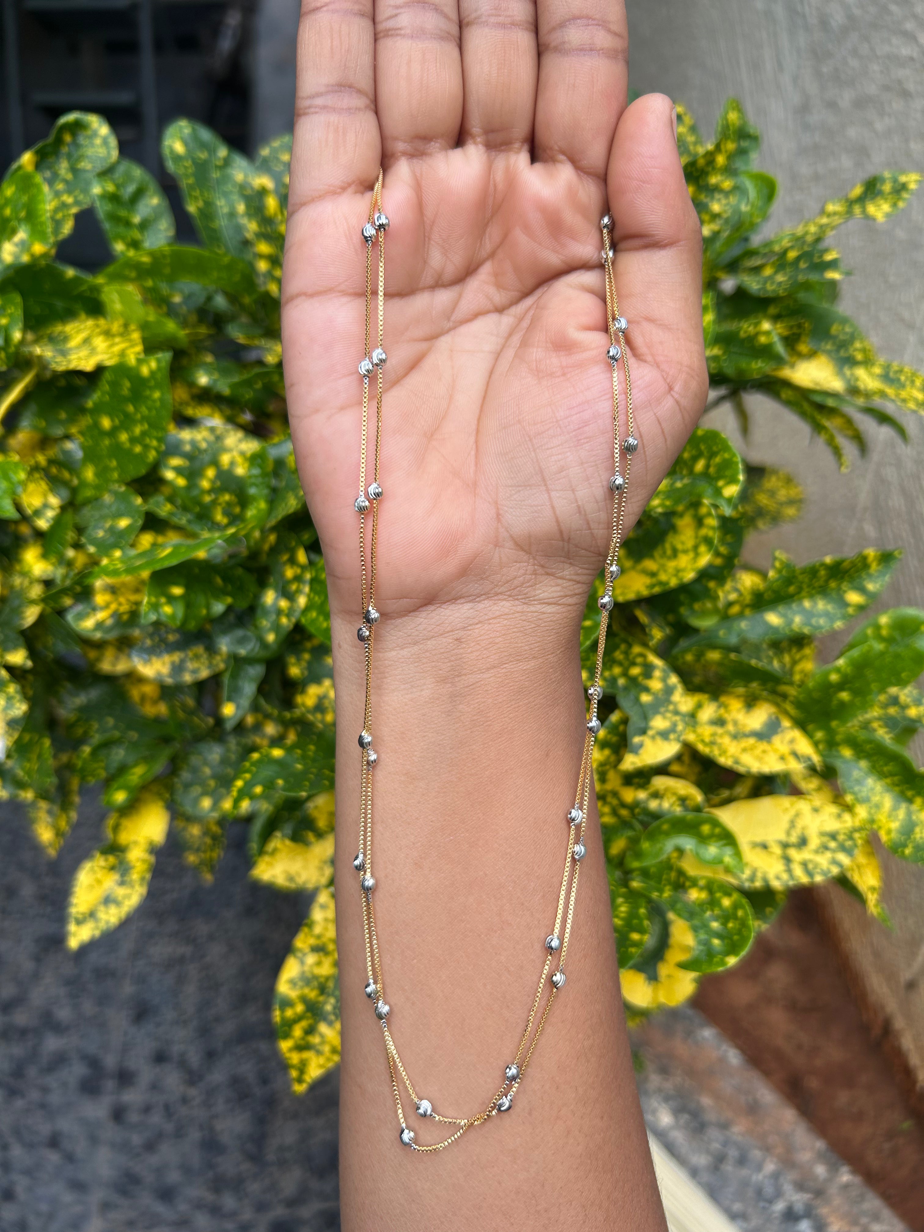 Beautiful 2 layers silver balls chain 18 inchs long